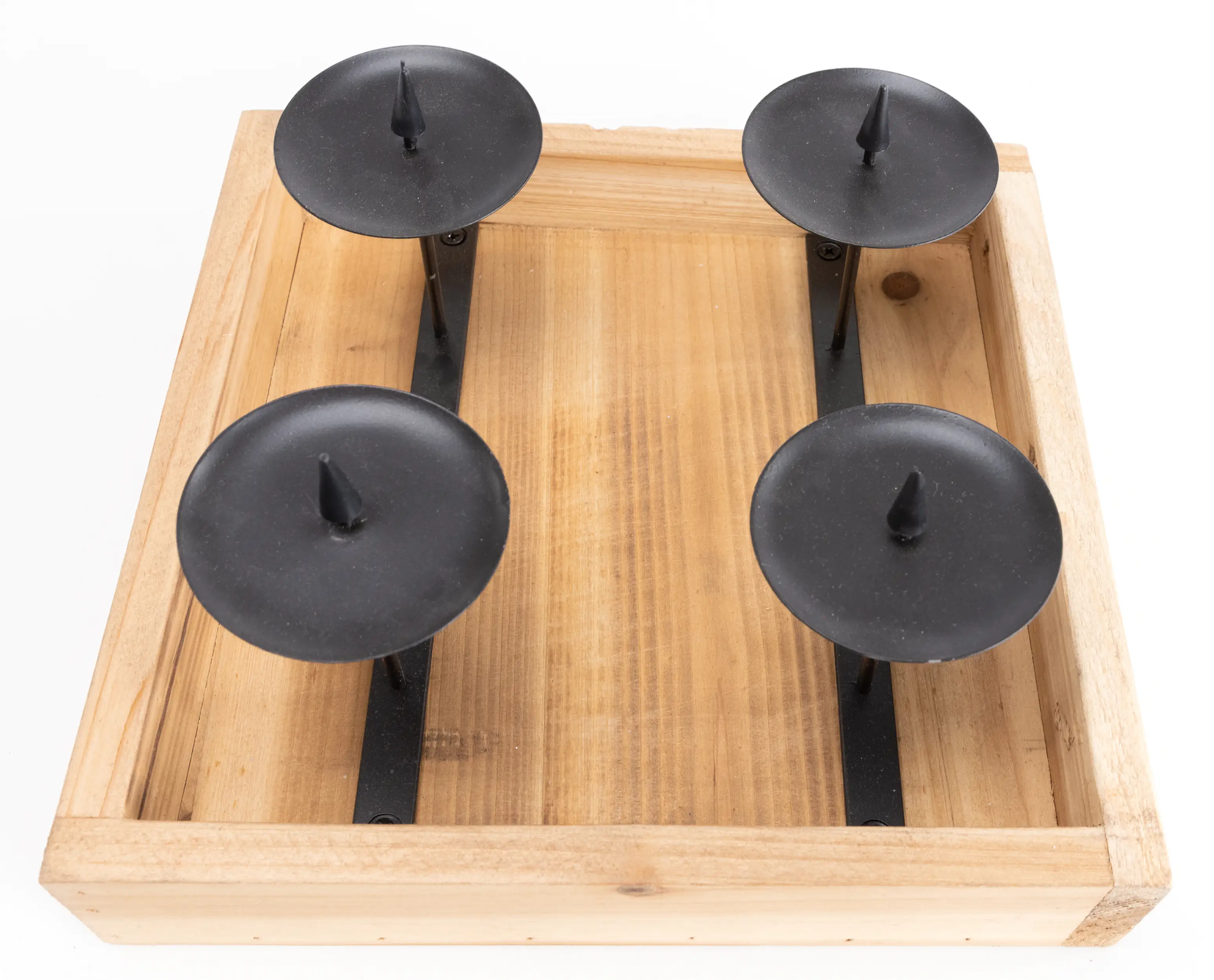 TrendLine Adventskranz Holz 25 x 25 x 12 cm natur-schwarz