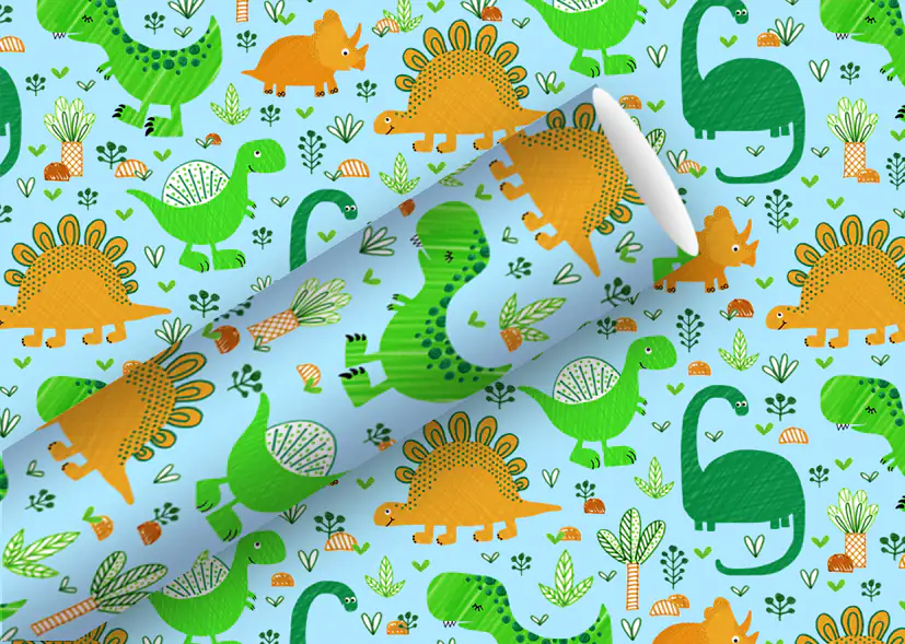 Braun & Company Geschenkpapier Kollektion Funny Dinos 2 m x 70 cm