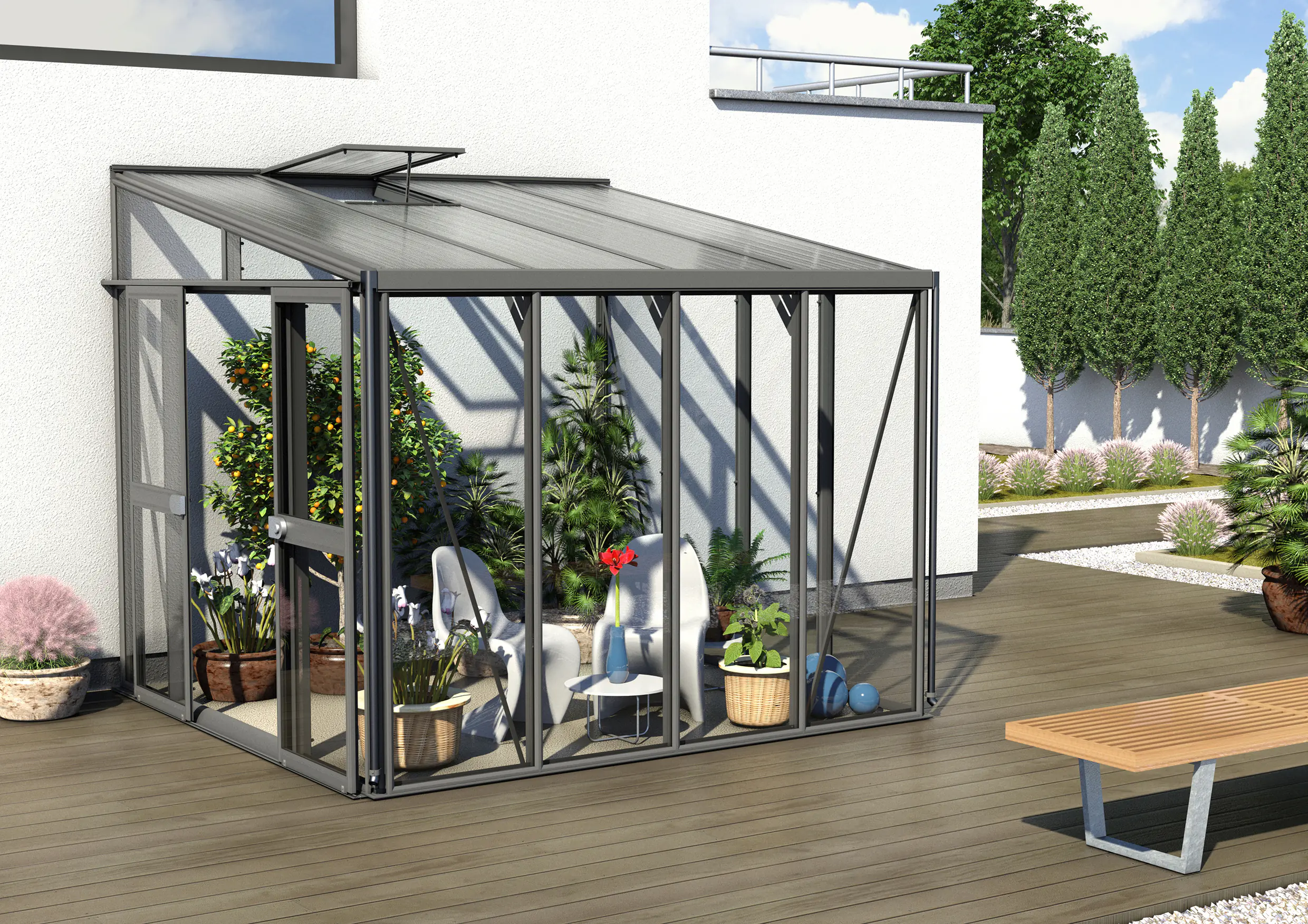 Vitavia Anlehngewächshaus Helena 7000 268 x 281 cm 3 mm ESG