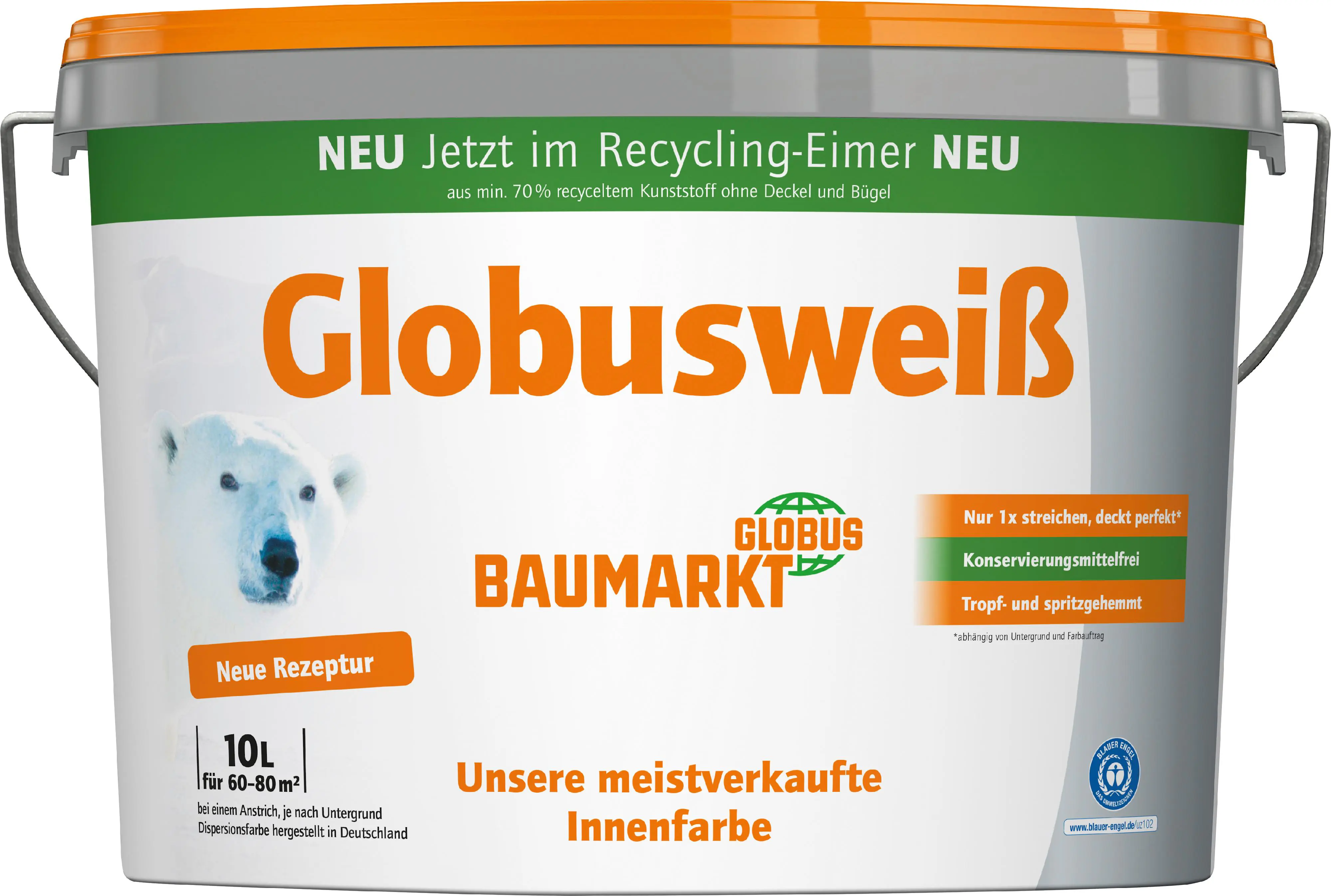 Globusweiß Wandfarbe matt konservierungsmittelfrei 10 L