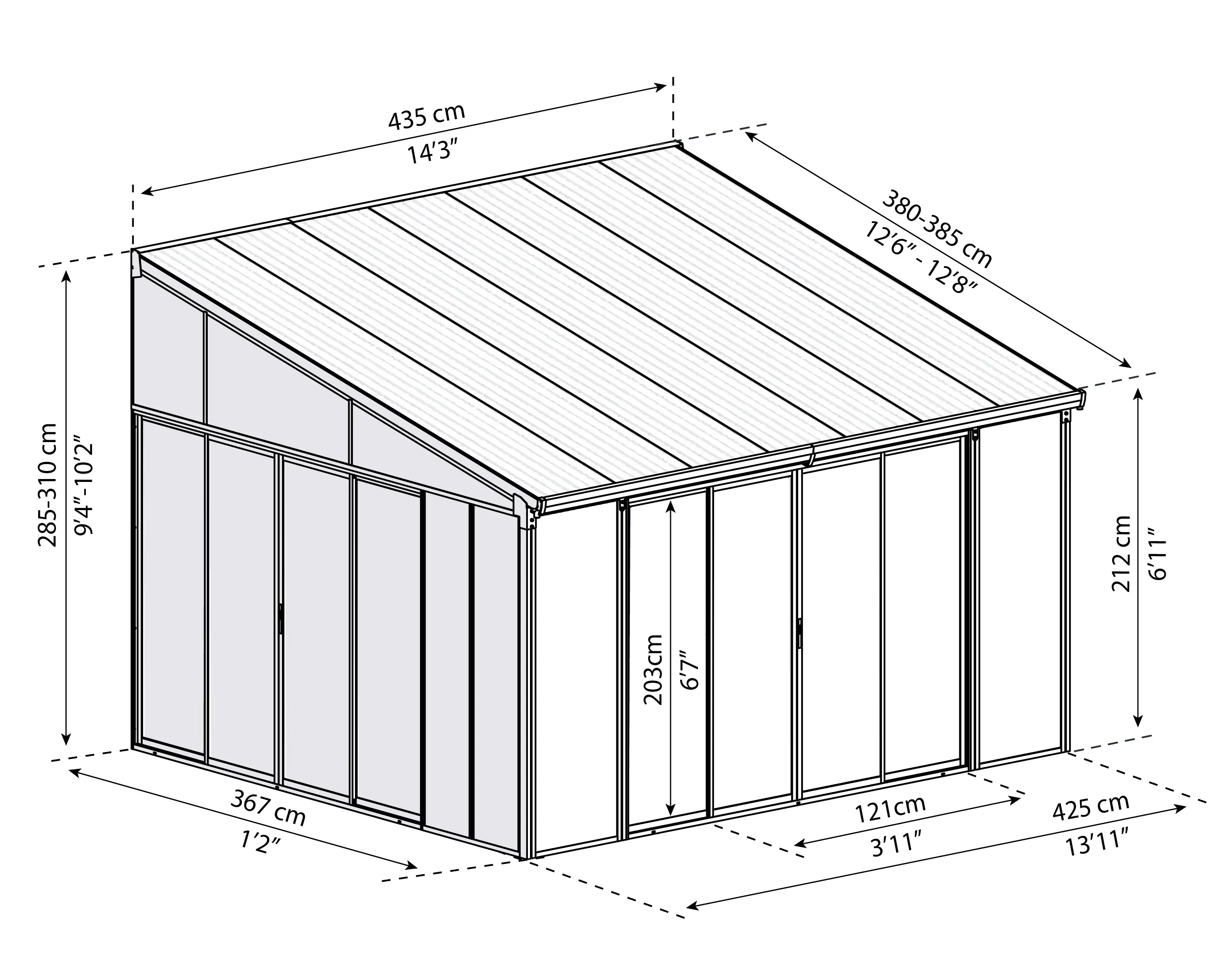 Canopia Wintergarten SanRemo 425 x 400 cmweiß 425 x 400 x 310 cm (BxTxH)