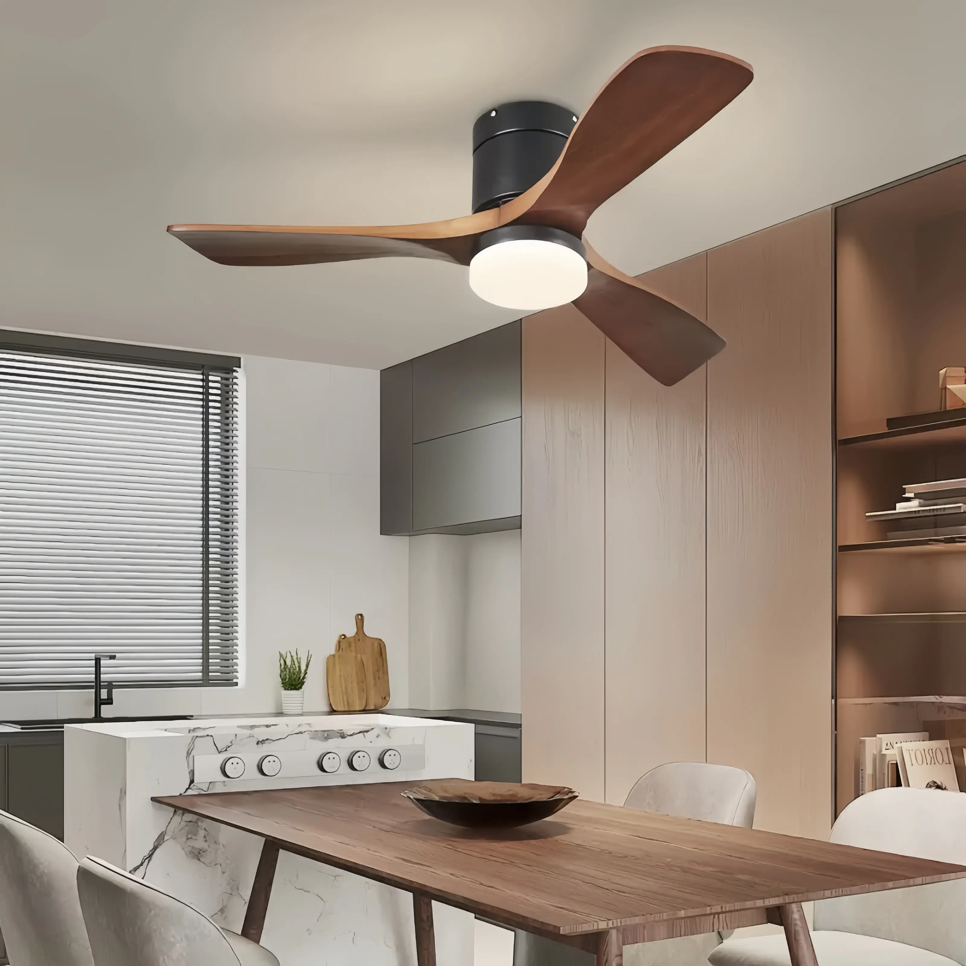 LED Deckenventilator mit Leuchte Didi Ø 132 cm 55 W Holzoptik