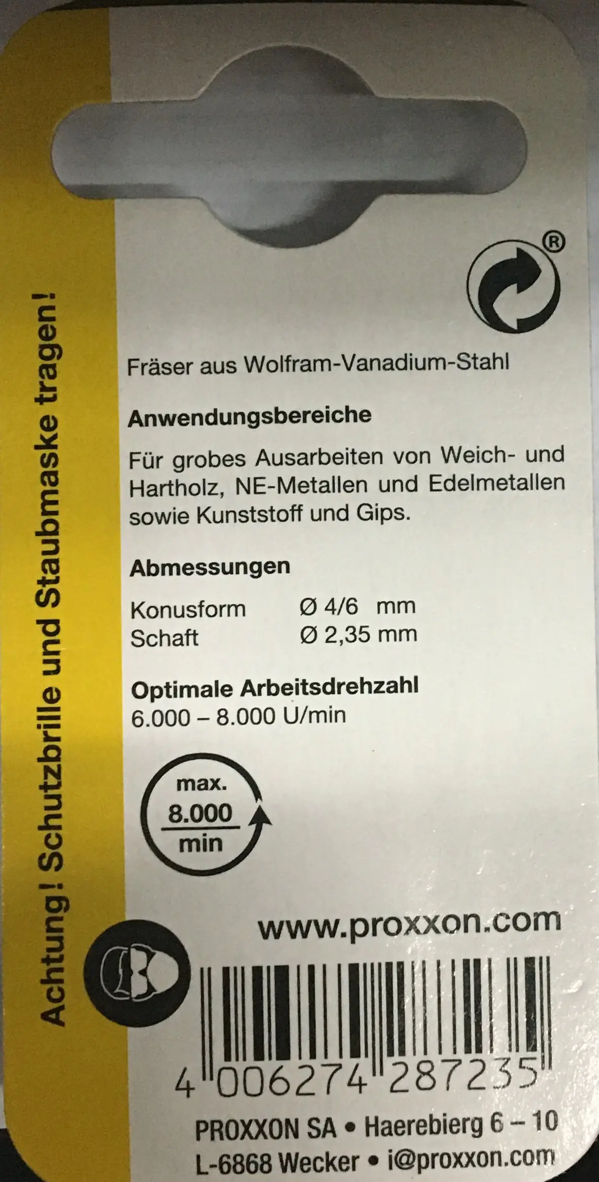 Proxxon Micromot Konusfräser 6,0 mm bis 4,0 mm Proxxon Micromot Konusfräser 6,0 mm bis 4,0 mm
