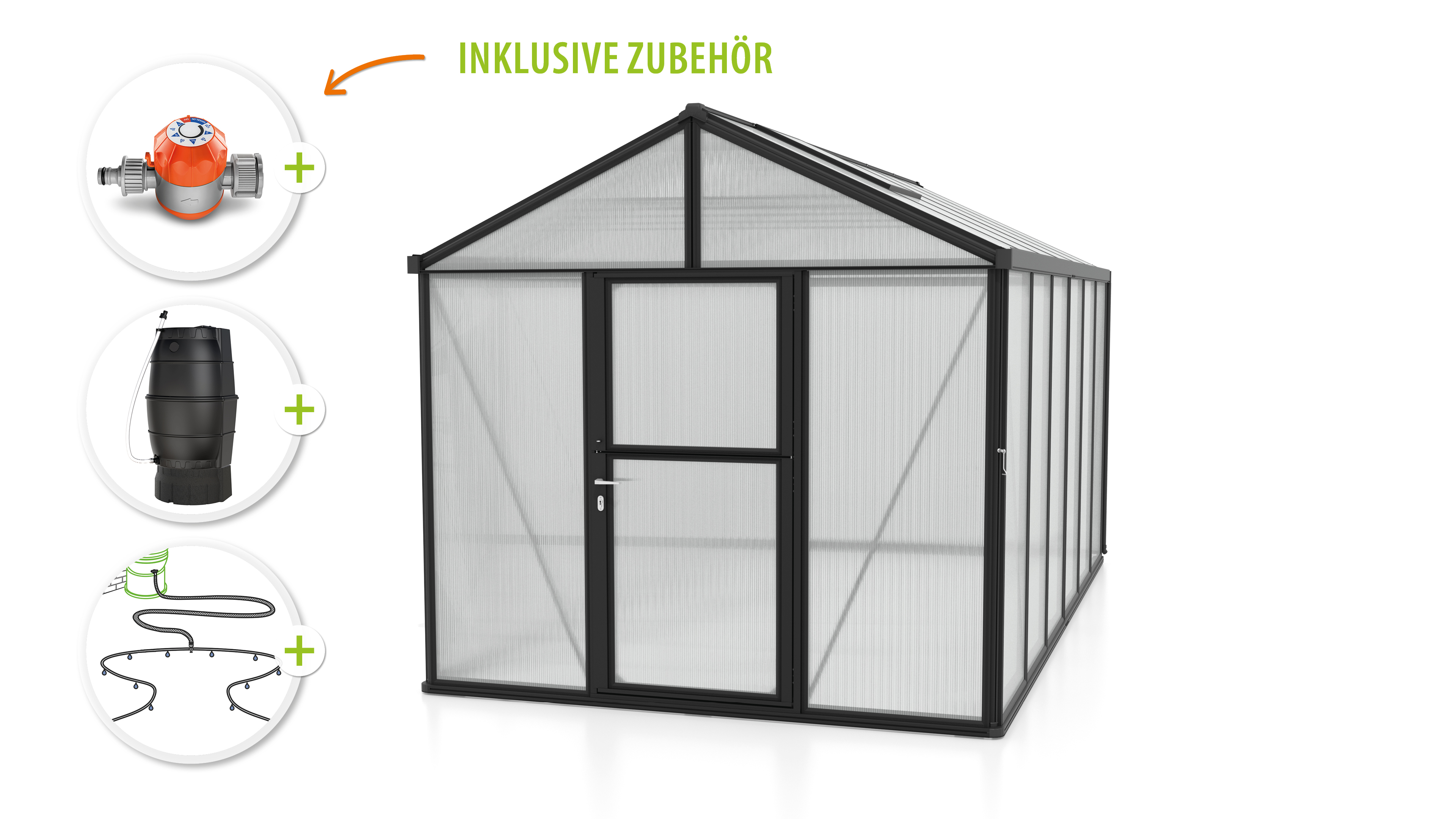 Vitavia Gewächshaus-Set Zeus 11900 HKP 16 mm schwarz 266 x 473 cm 