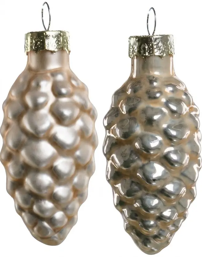 TrendLine Weihnachtskugeln Glas-Tannenzapfen 6 cm champagner 12 Stück