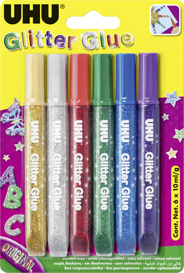UHU Glitter Glue Original 6 x 10 ml UHU Glitter Glue Original 6 x 10 ml