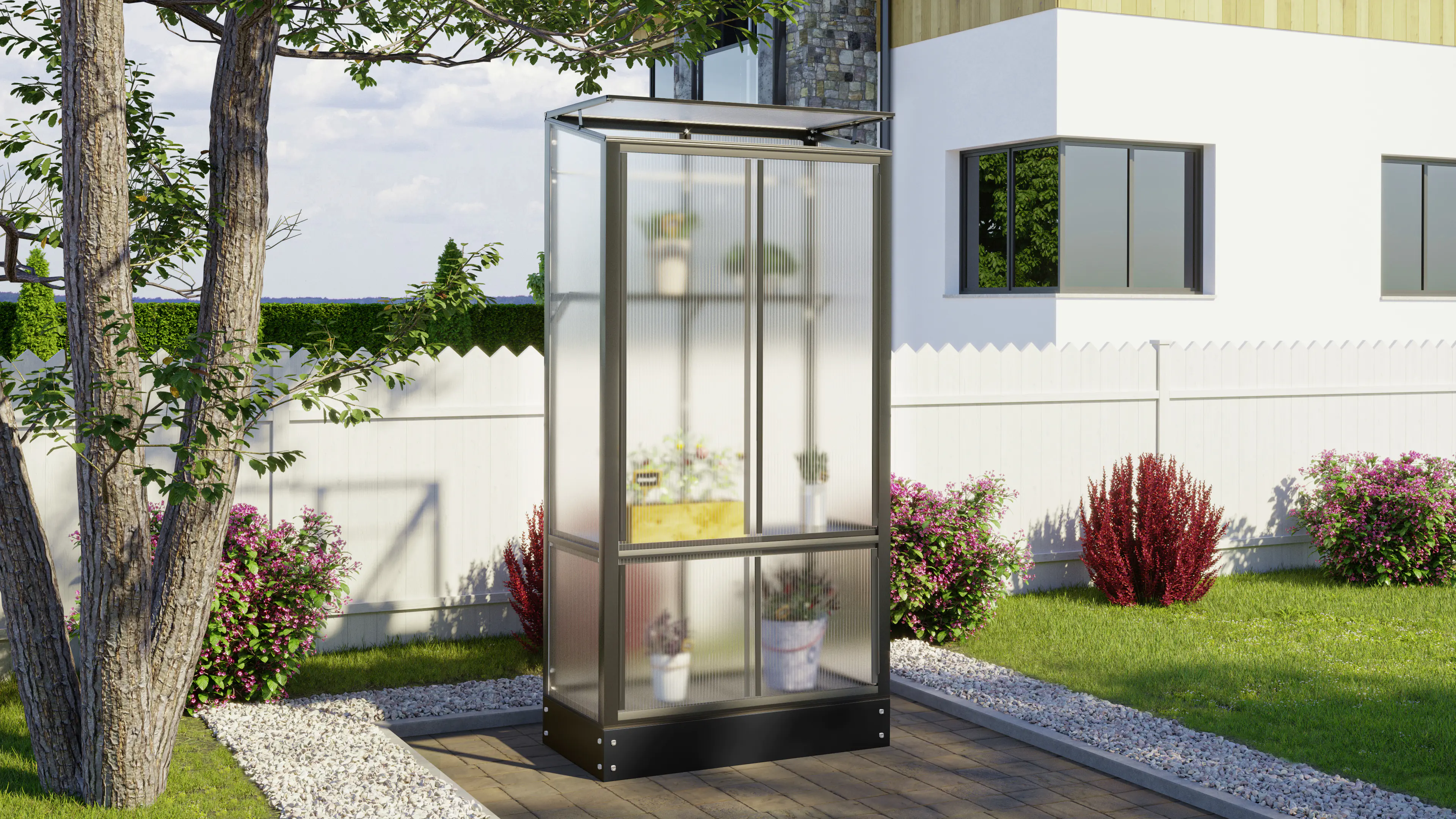 Vitavia Gewächshaus Stad schwarz 1,68 m Stahlfundament Vitavia Gewächshaus Stad schwarz 1,68 m Stahlfundament