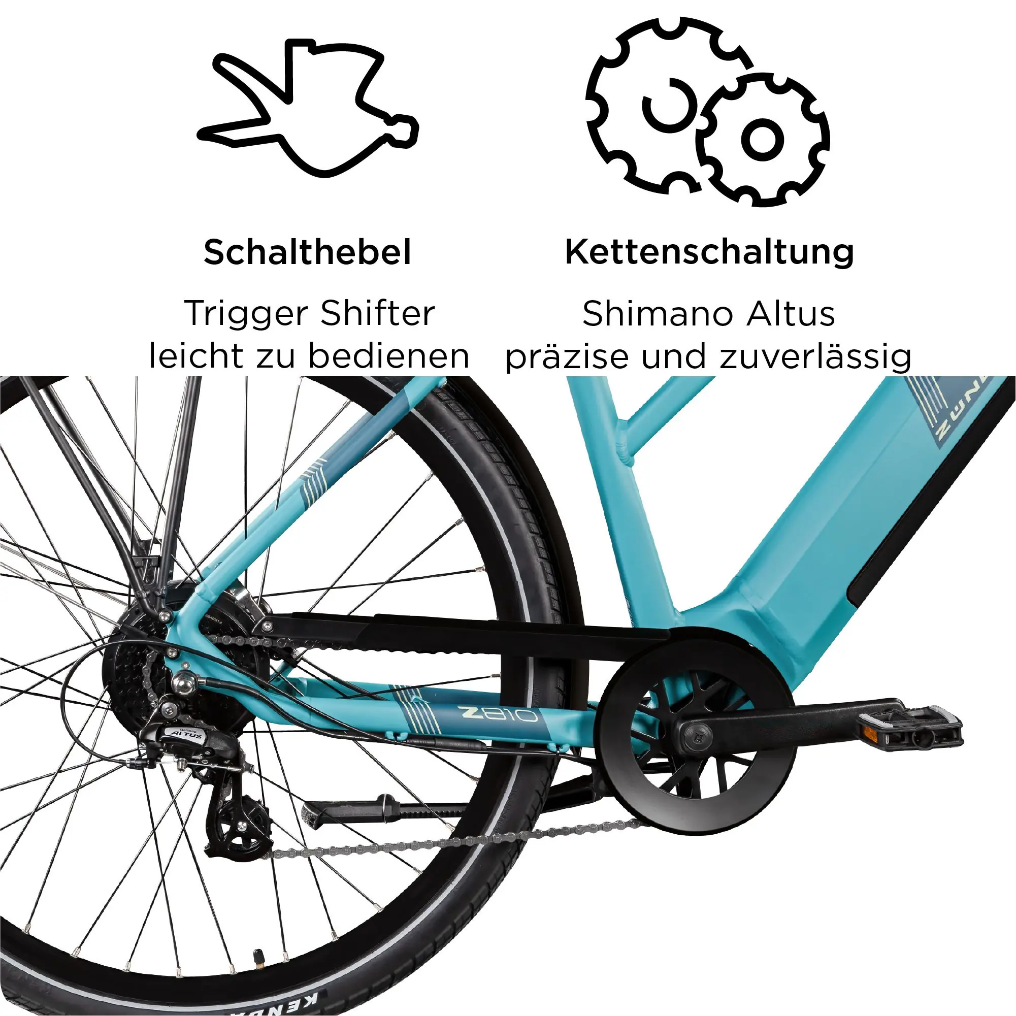 Zündapp E-Bike Z810 Trekking 28 Zoll 8-Gang 550 Wh türkisblau