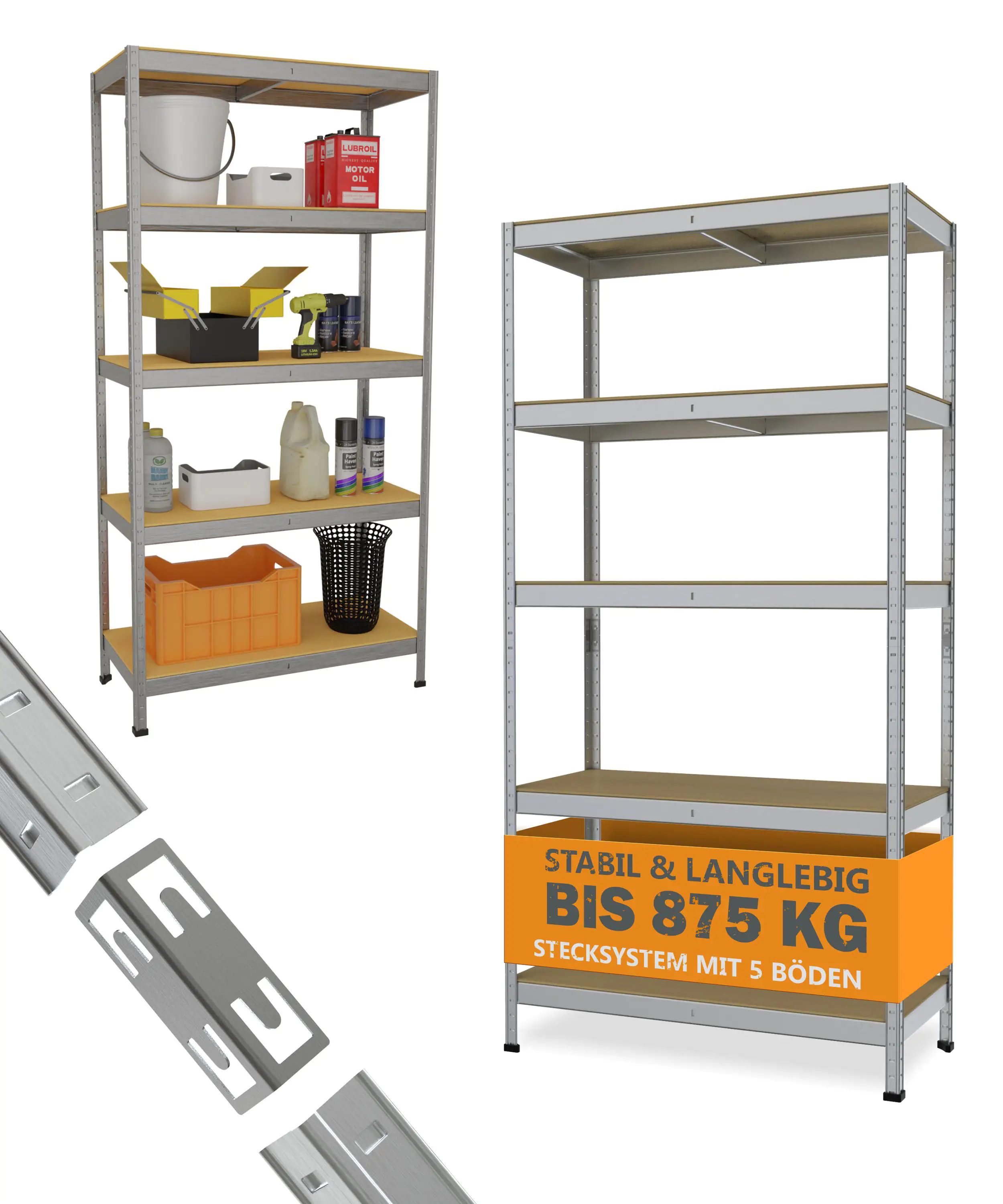 Schwerlastregal 180 x 90 x 40 cm 5 Holzböden 875 kg Schwerlastregal 180 x 90 x 40 cm 5 Holzböden 875 kg