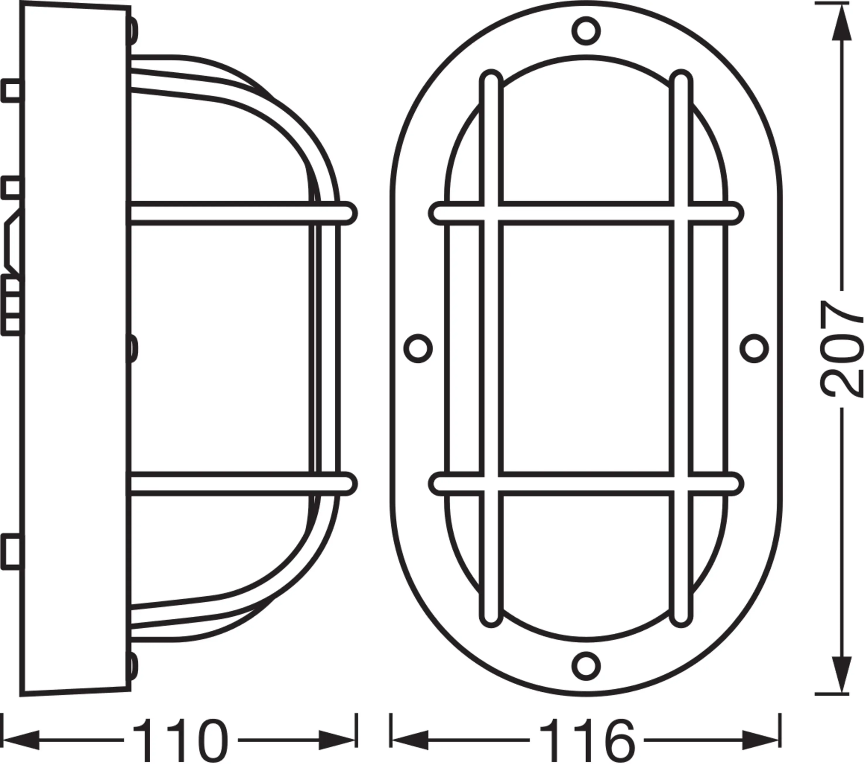Osram LED Wandleuchte Bulkhead Essential Oval E27 schwarz