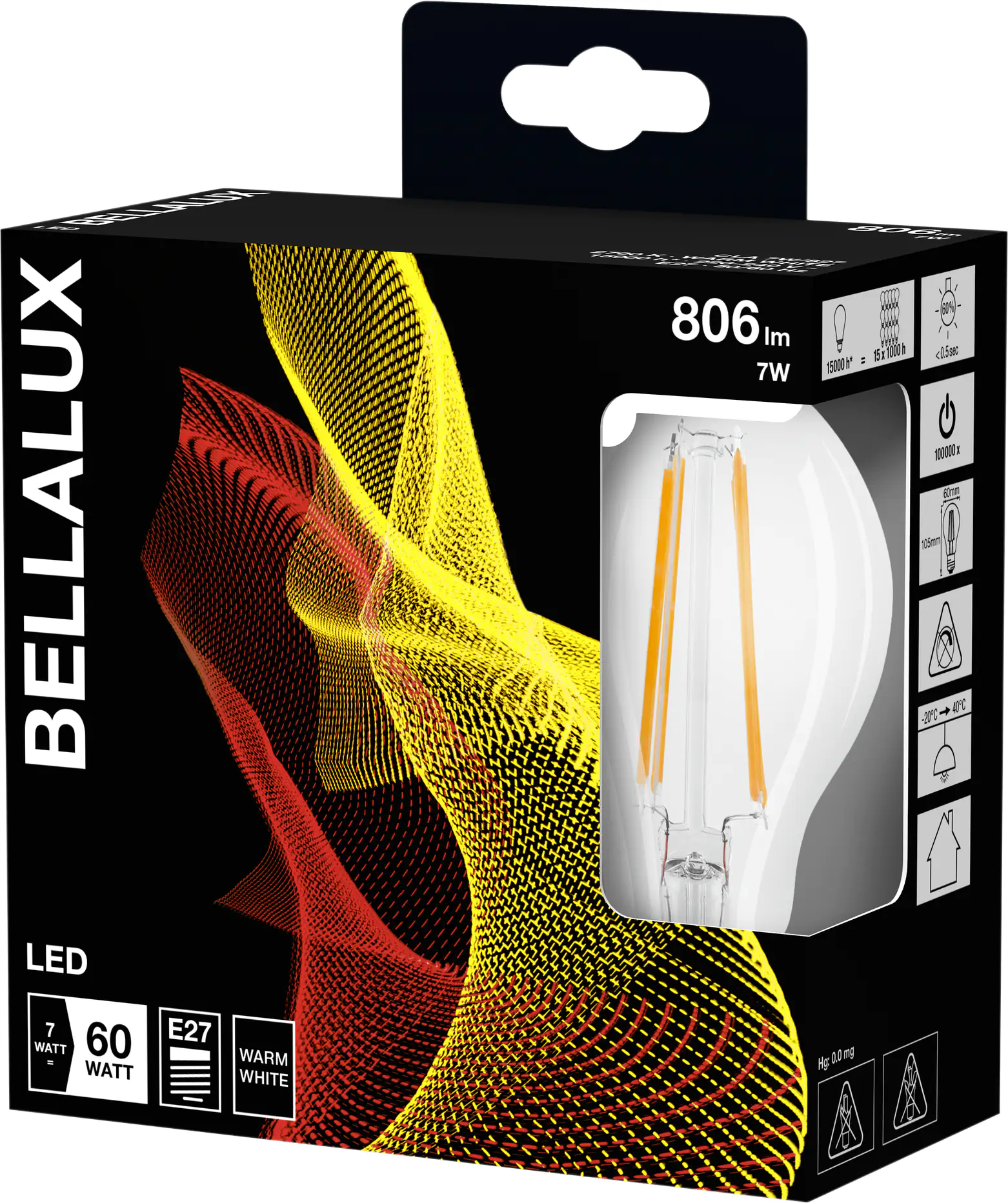 Bellalux LED Leuchtmittel Classic A60 E27 7W 2er Pack warmweiß, klar