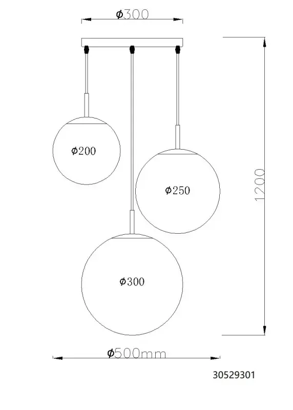 Globo Hängeleuchte Kop Ø 50 x 120 cm nickel matt