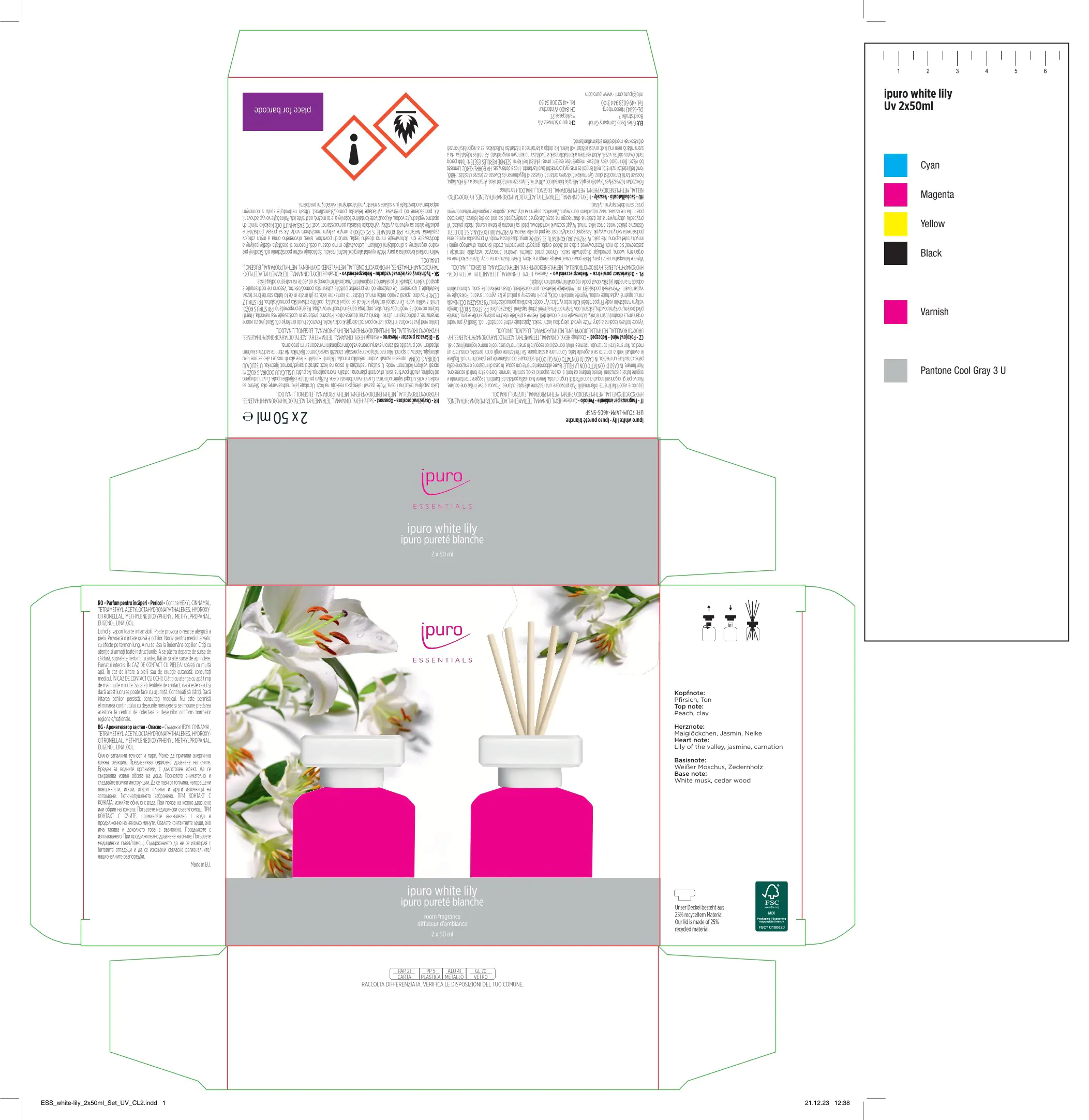 ipuro ESSENTIALS Raumduft Set White Lily 2 x 50 ml