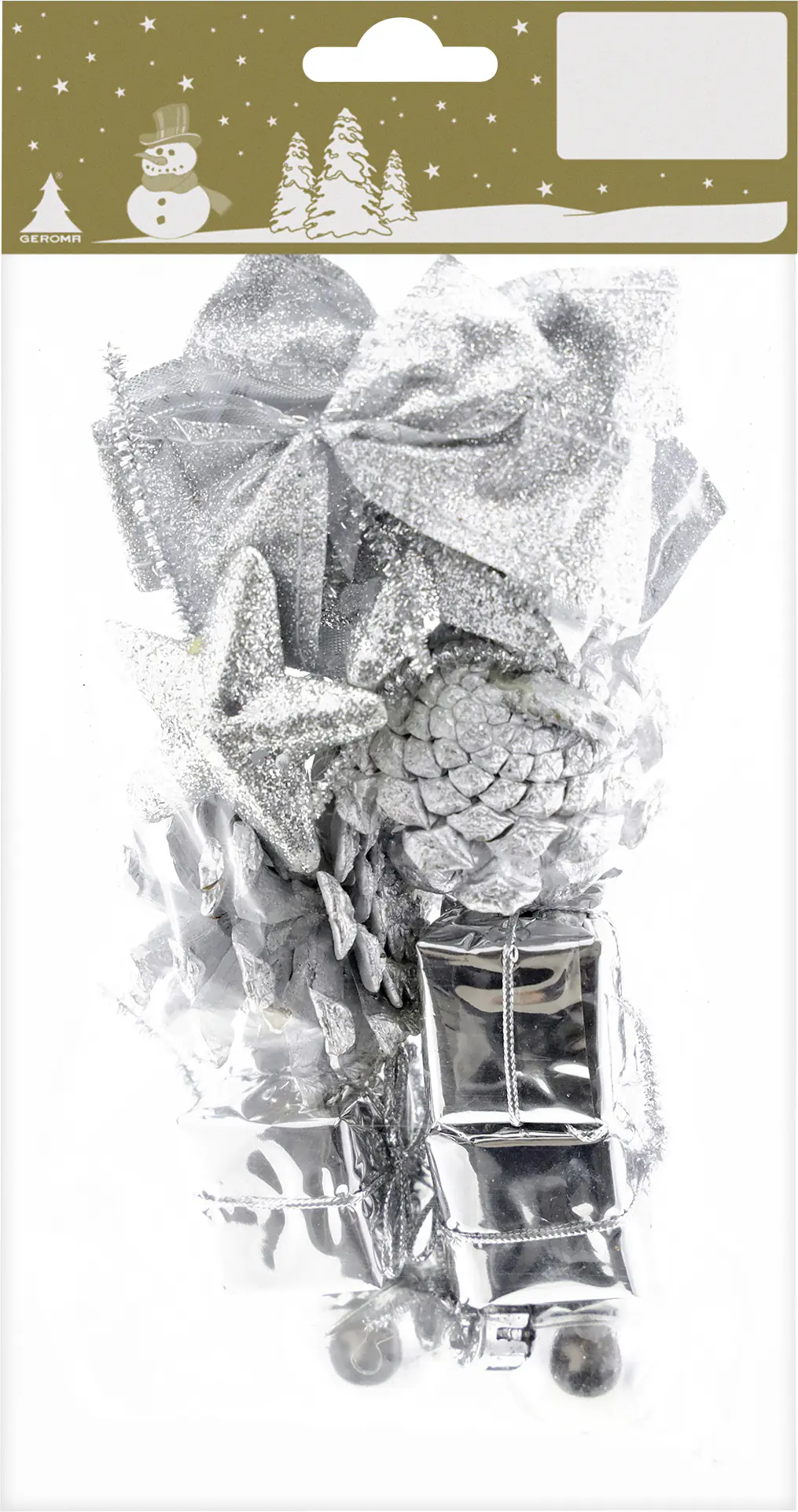 Weihnachtsdeko Kunststoff 3-6 cm silber 13 Stück