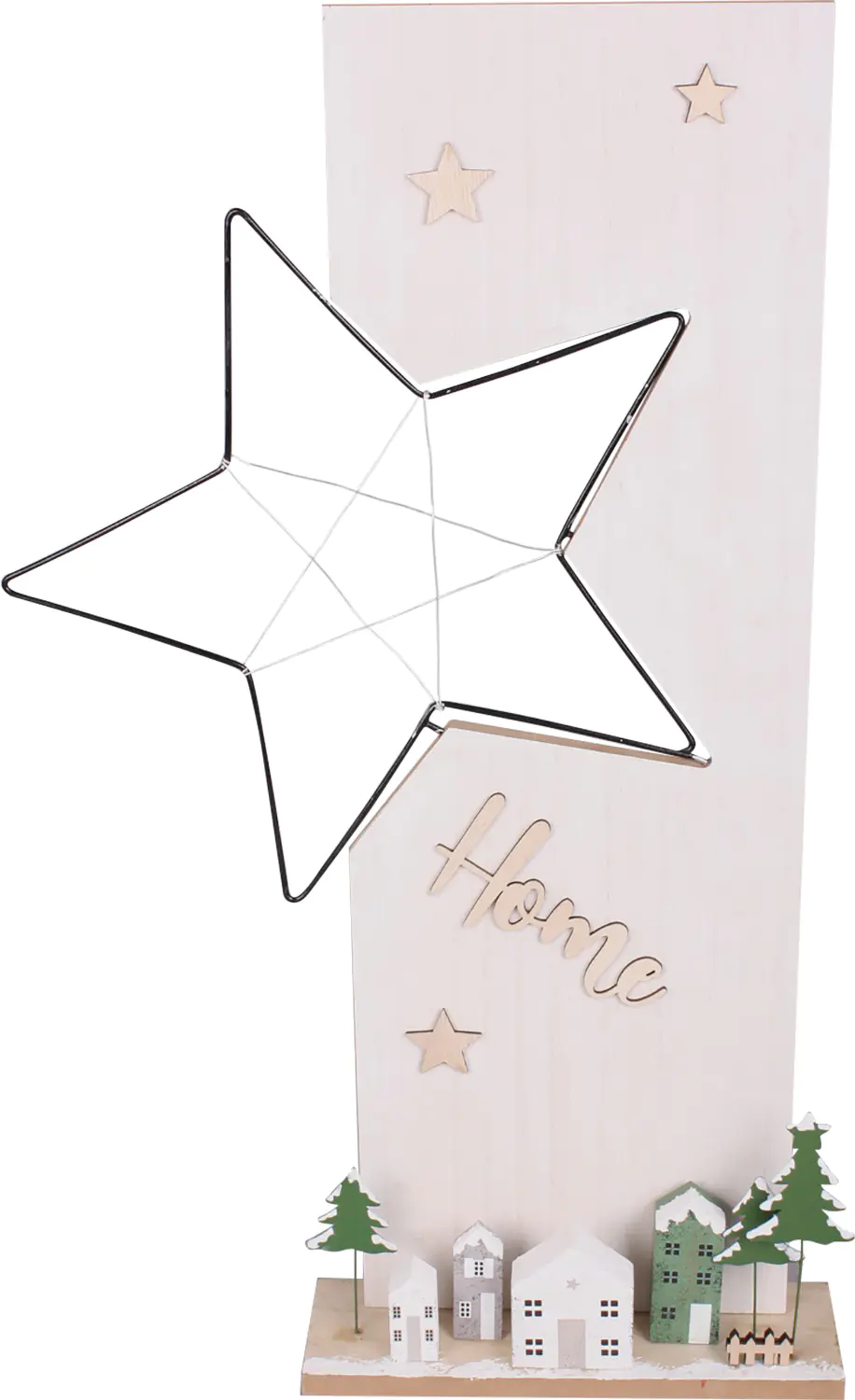 TrendLine Deko Aufsteller Holz Weihnachten Home 61 x 6 x 38 cm weiß