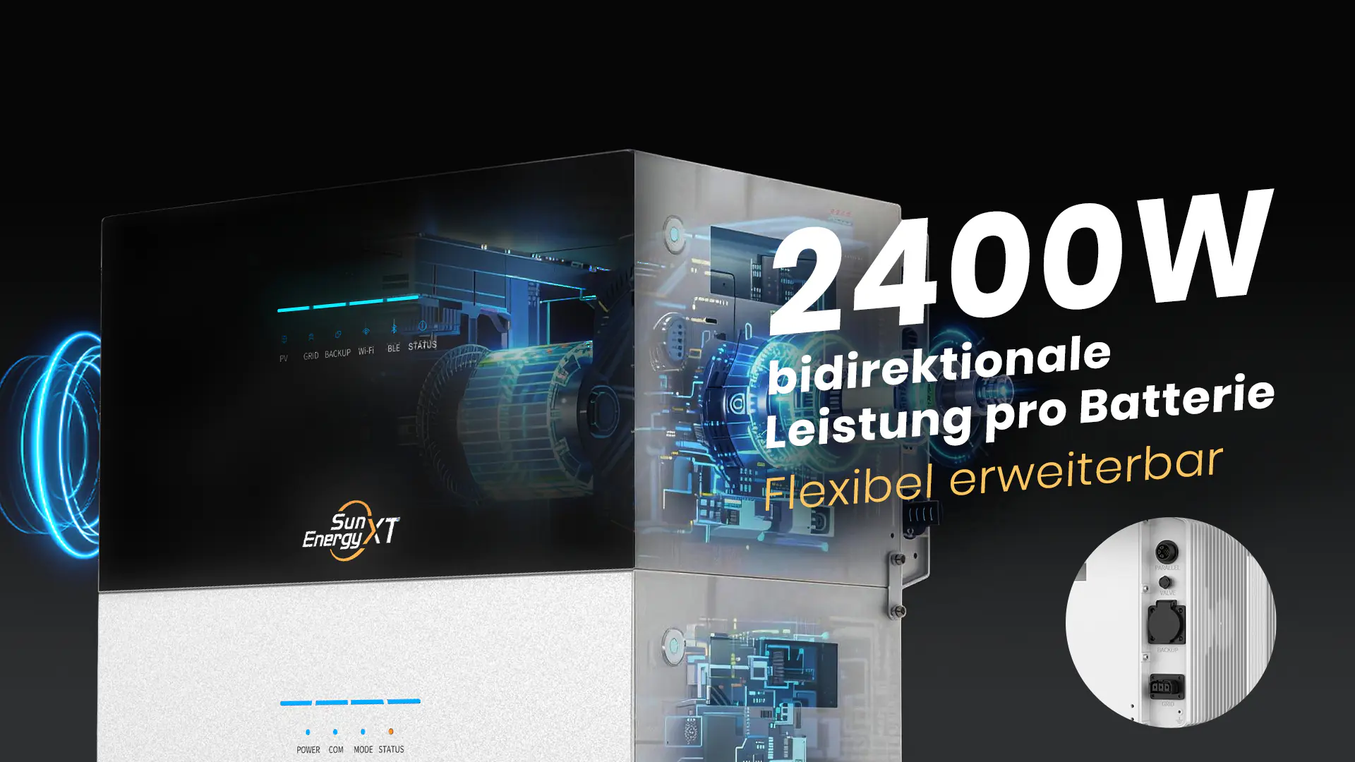 SunEnergyXT Balkonkraftwerkspeicher Kopfspeicher 500 5024 Wh 800 W bidirektionaler-Wechselrichter