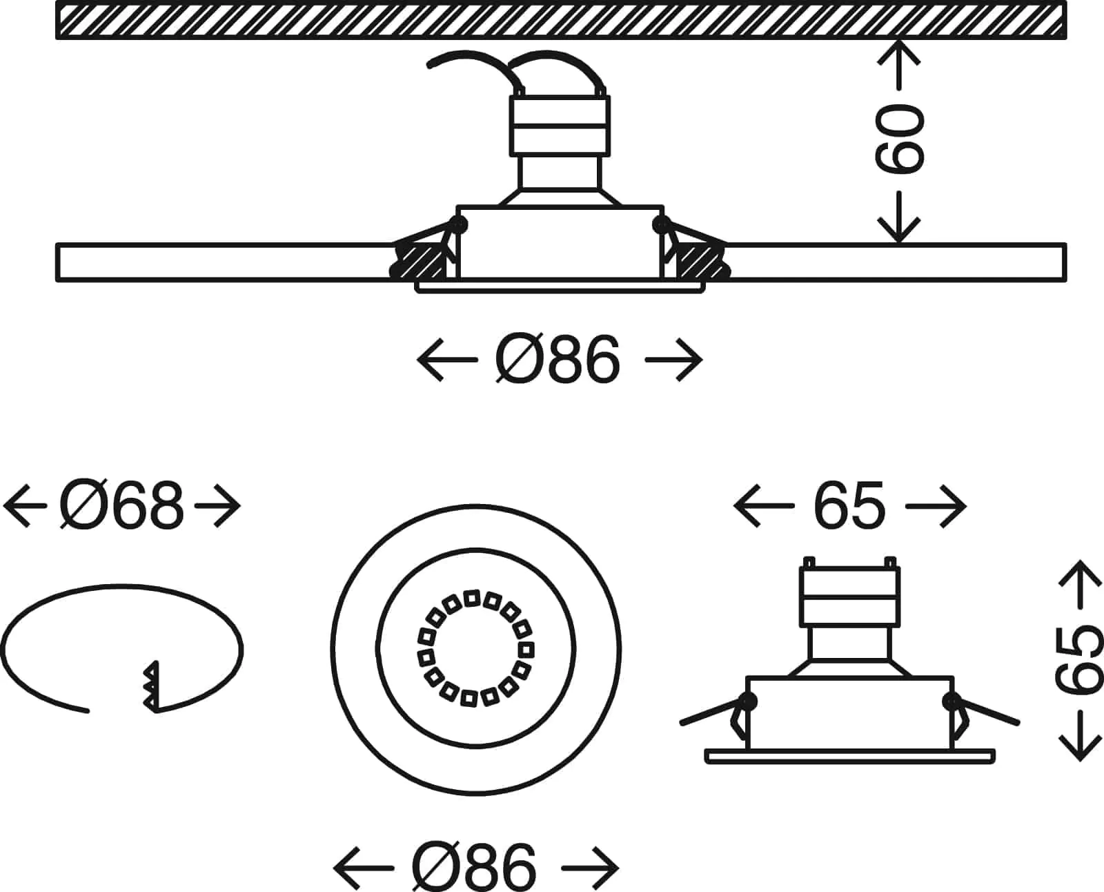 Briloner 3er Set Einbauleuchten messing Ø 8,6 cm GU10