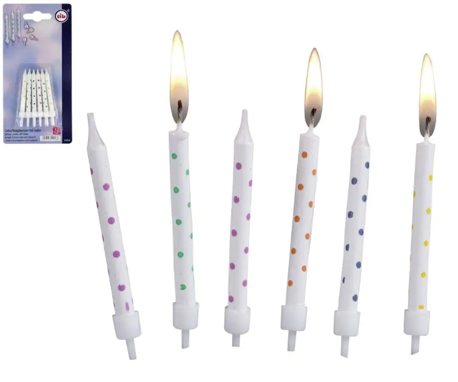 TIB Heyne Geburtstagskerzen mit Halter 12 Stück