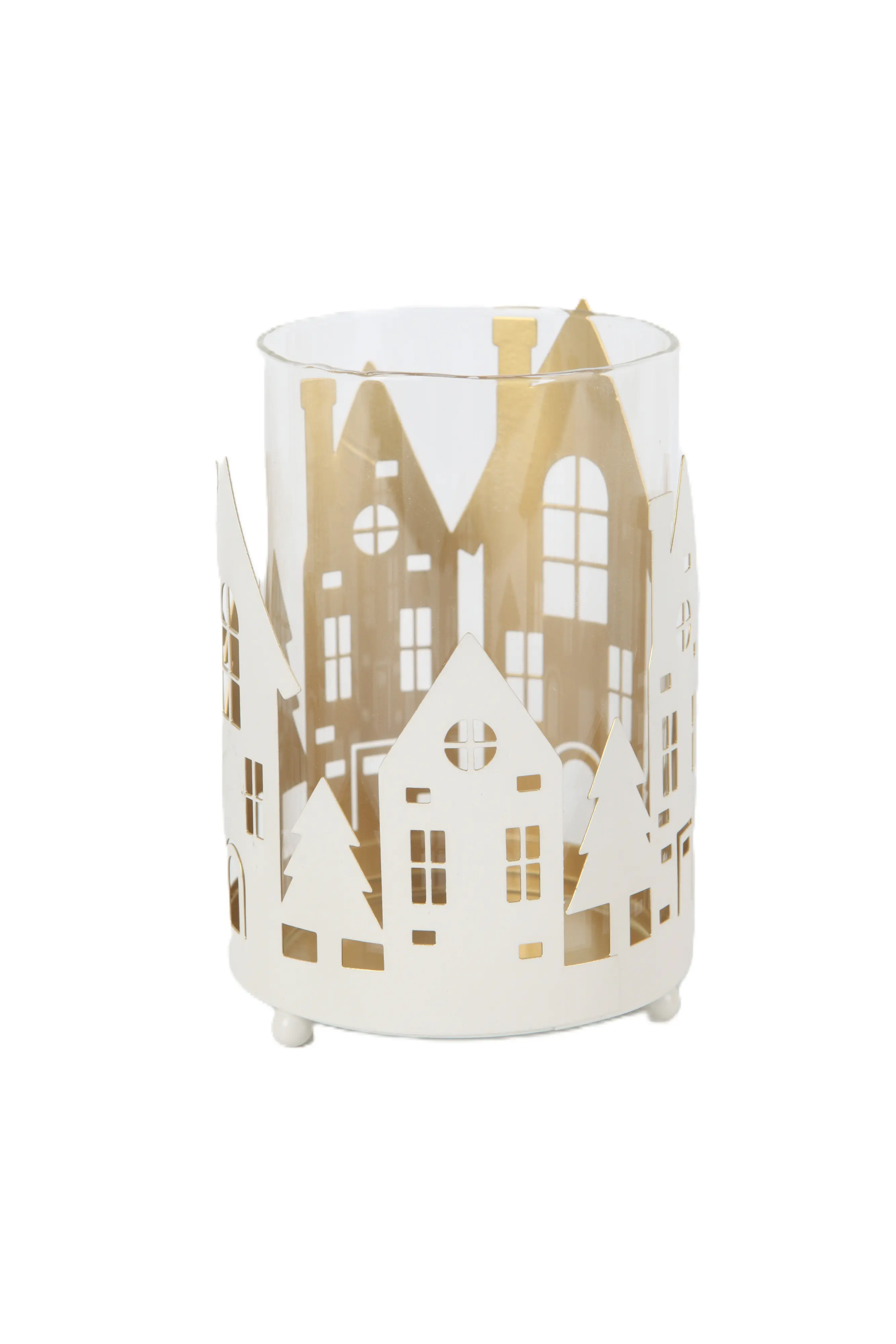 TrendLine Deko Windlicht Metall Ø 9 x 13 cm weiß