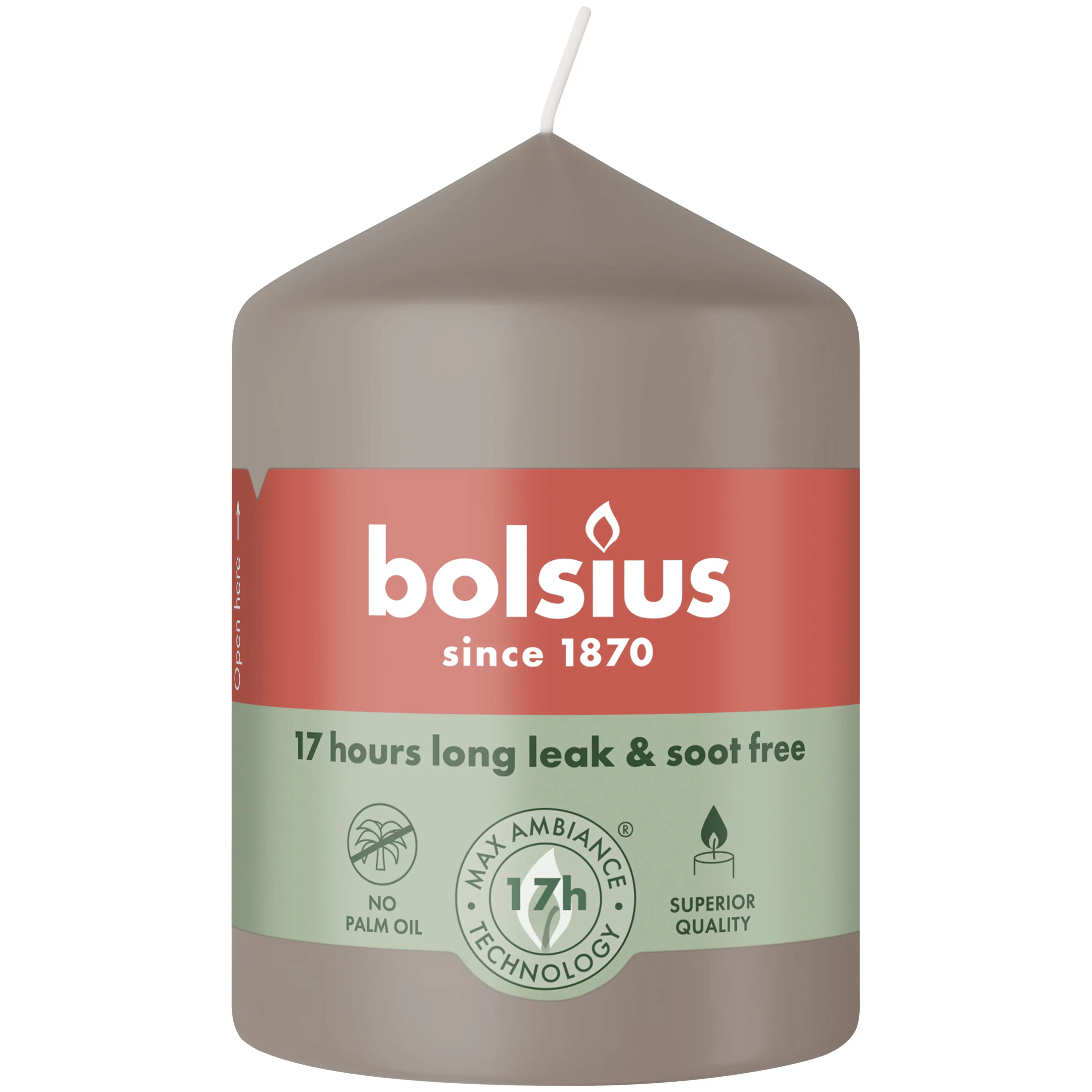 Bolsius Stumpenkerze taupe 8 cm Ø 5,8 cm 