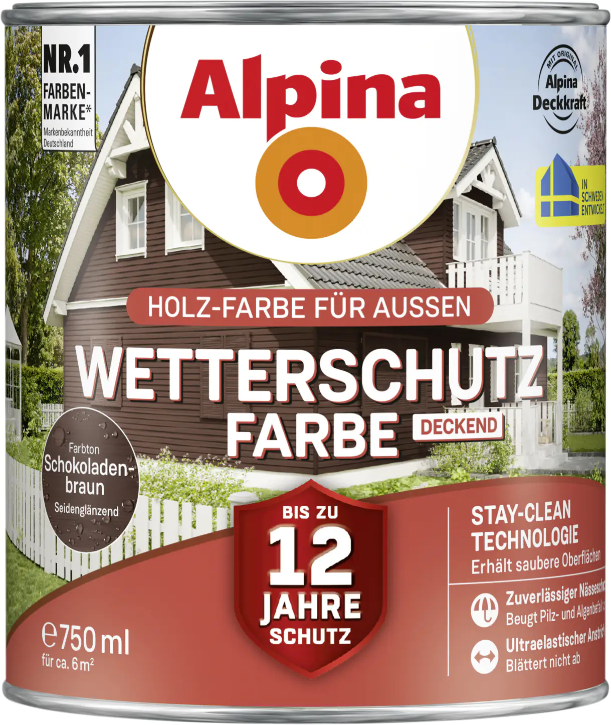 Alpina Wetterschutzfarbe deckend 0,75 L schokoladenbraun Alpina Wetterschutzfarbe deckend 0,75 L schokoladenbraun