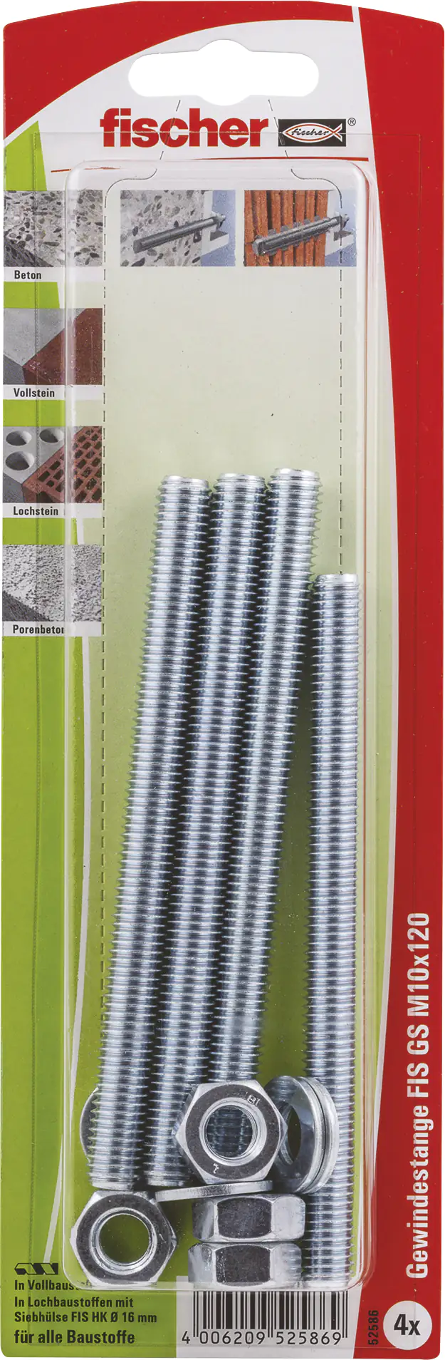 4006209525869 Fischer Gewindeanker FIS M10 x 120 mm - 4 Stück