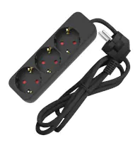 Sunlit Tischsteckdose 3-fach 3 Meter Winkelstecker schwarz