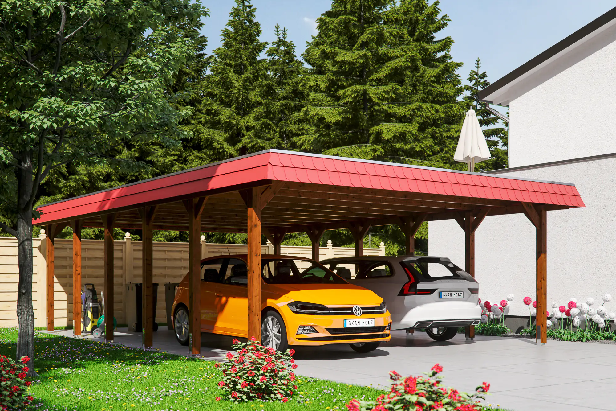 SKAN HOLZ Carport Spreewald 585 x 893 cm mit Aluminiumdach