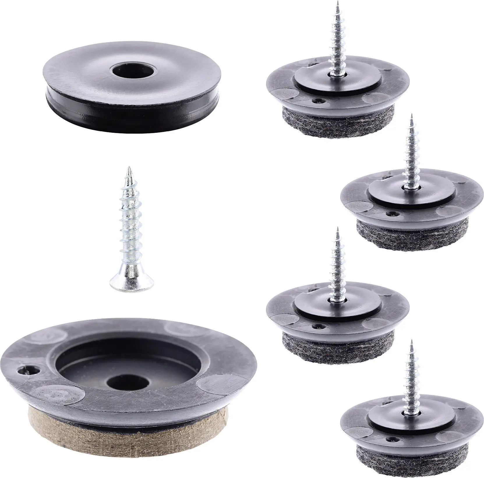 Wagner Möbelgleiter zum Anschrauben Hyper schwarz braun Ø 25 mm - 4 Stück 