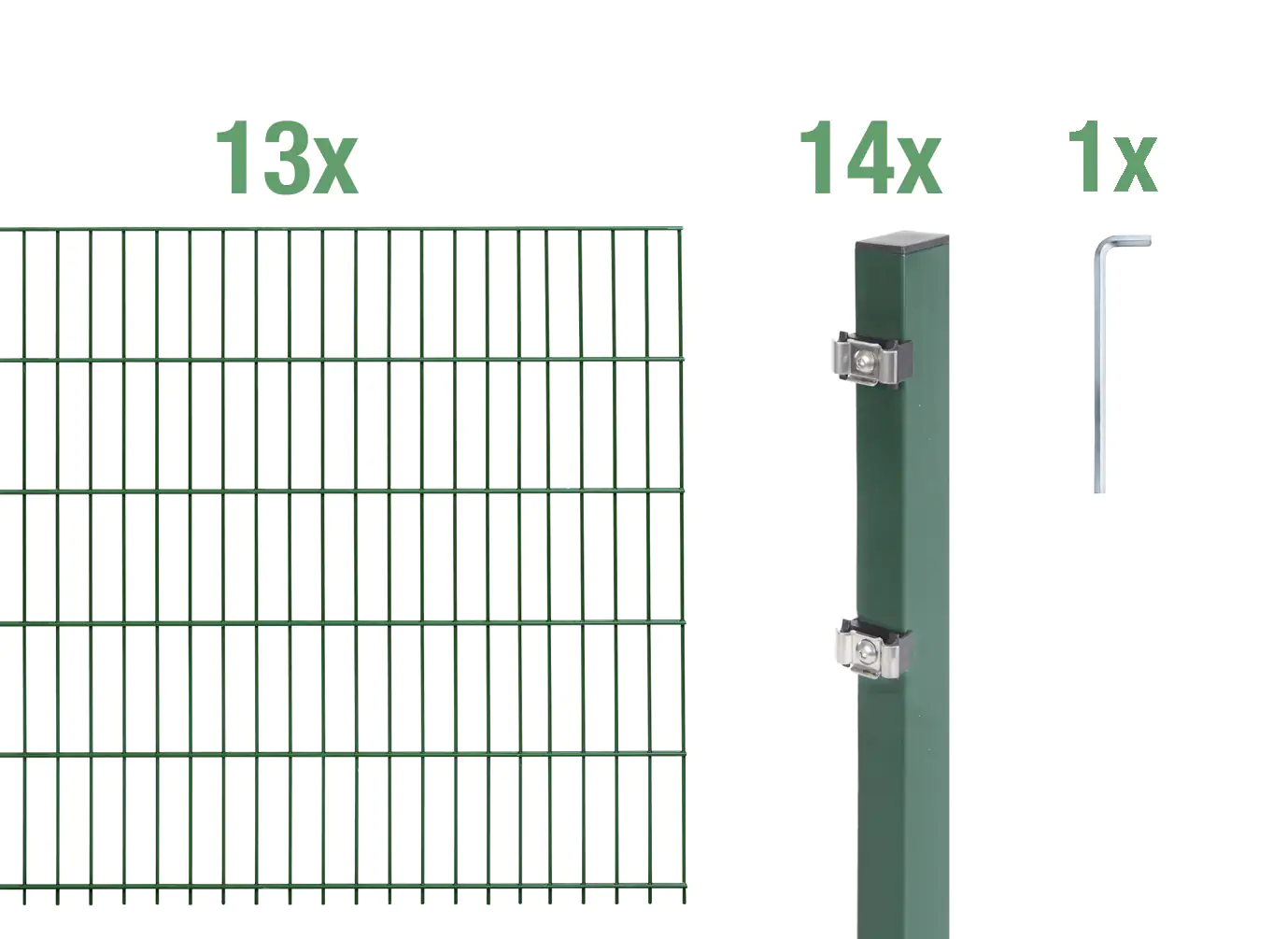 Alberts Doppelstabmatten-Grundset 26 m 200 x 80 cm 6/5/6 grün
