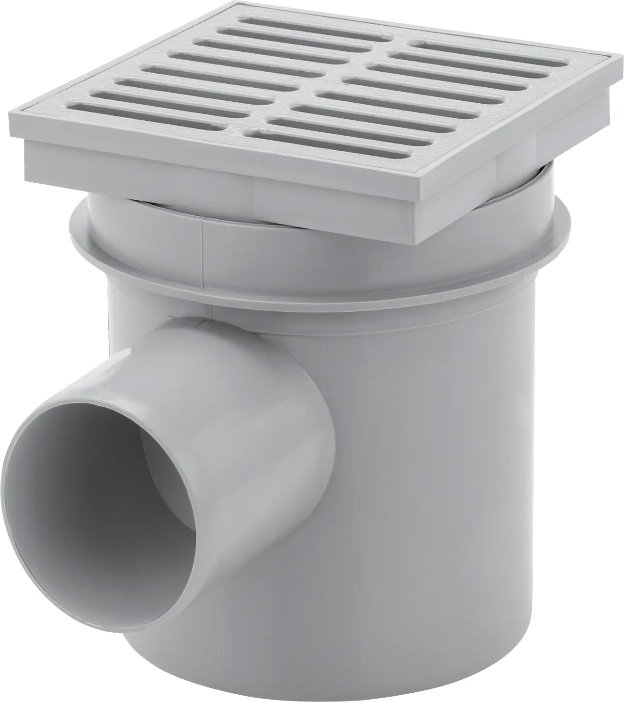ACO Haus- und Hofablauf  150 x 150 mm, grau, DN75, Ablauf waagerecht