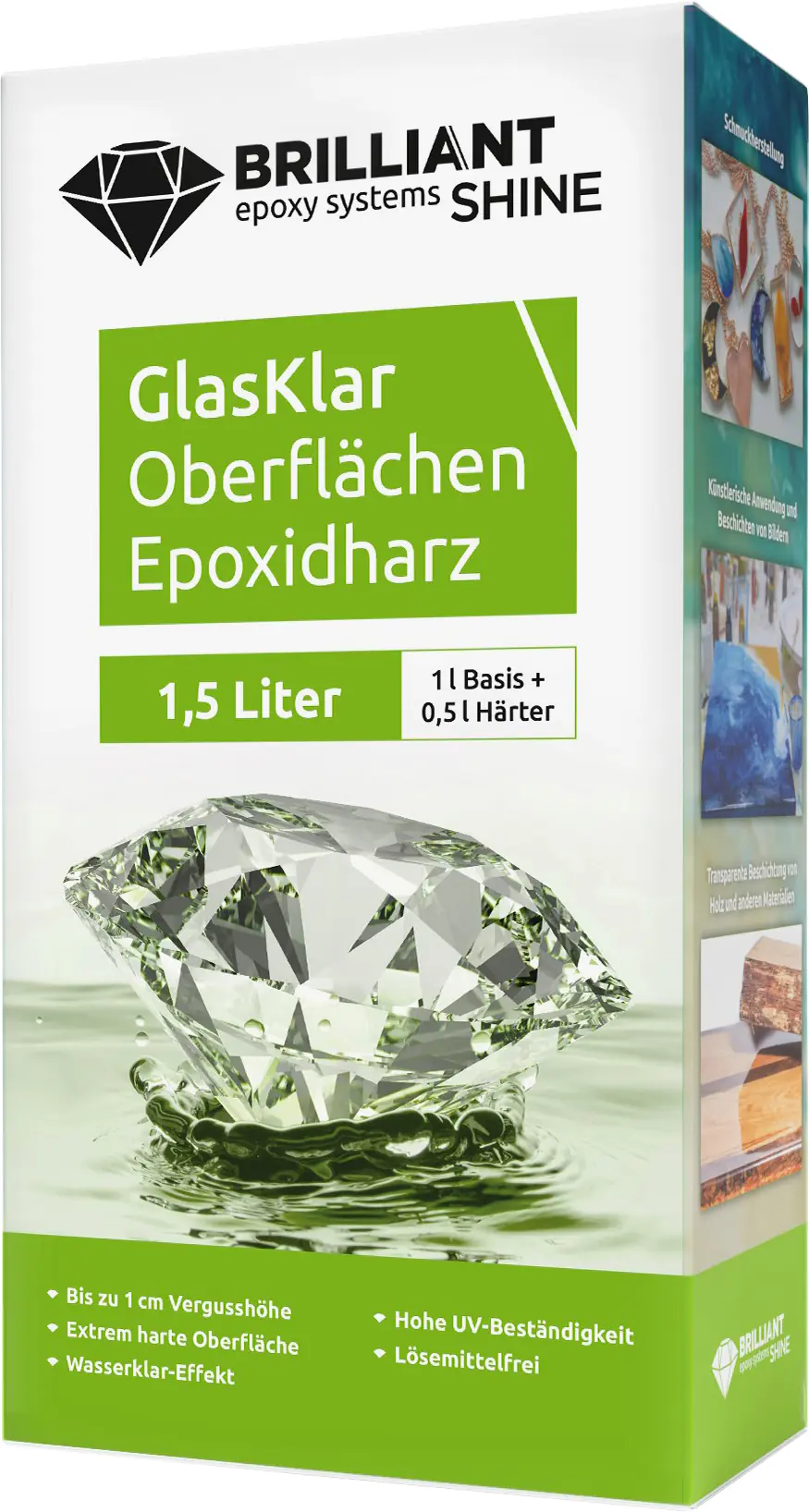 Brilliant Shine Oberflächen Epoxidharz Glasklar Epoxid A+B, 1,5L
