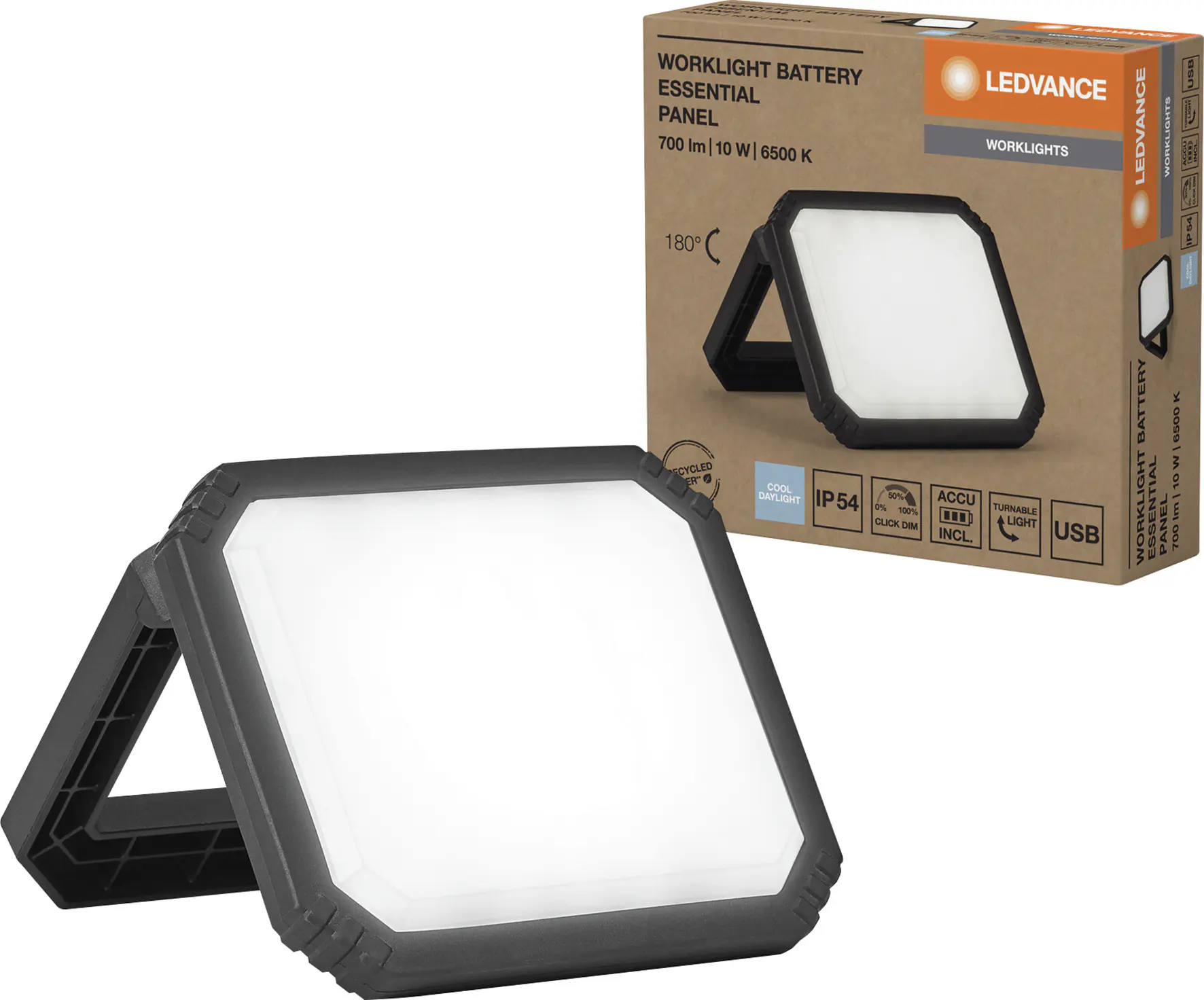 Ledvance LED Arbeitsleuchte Worklight Essent mit Akku 700 lm kaltweiß schwarz