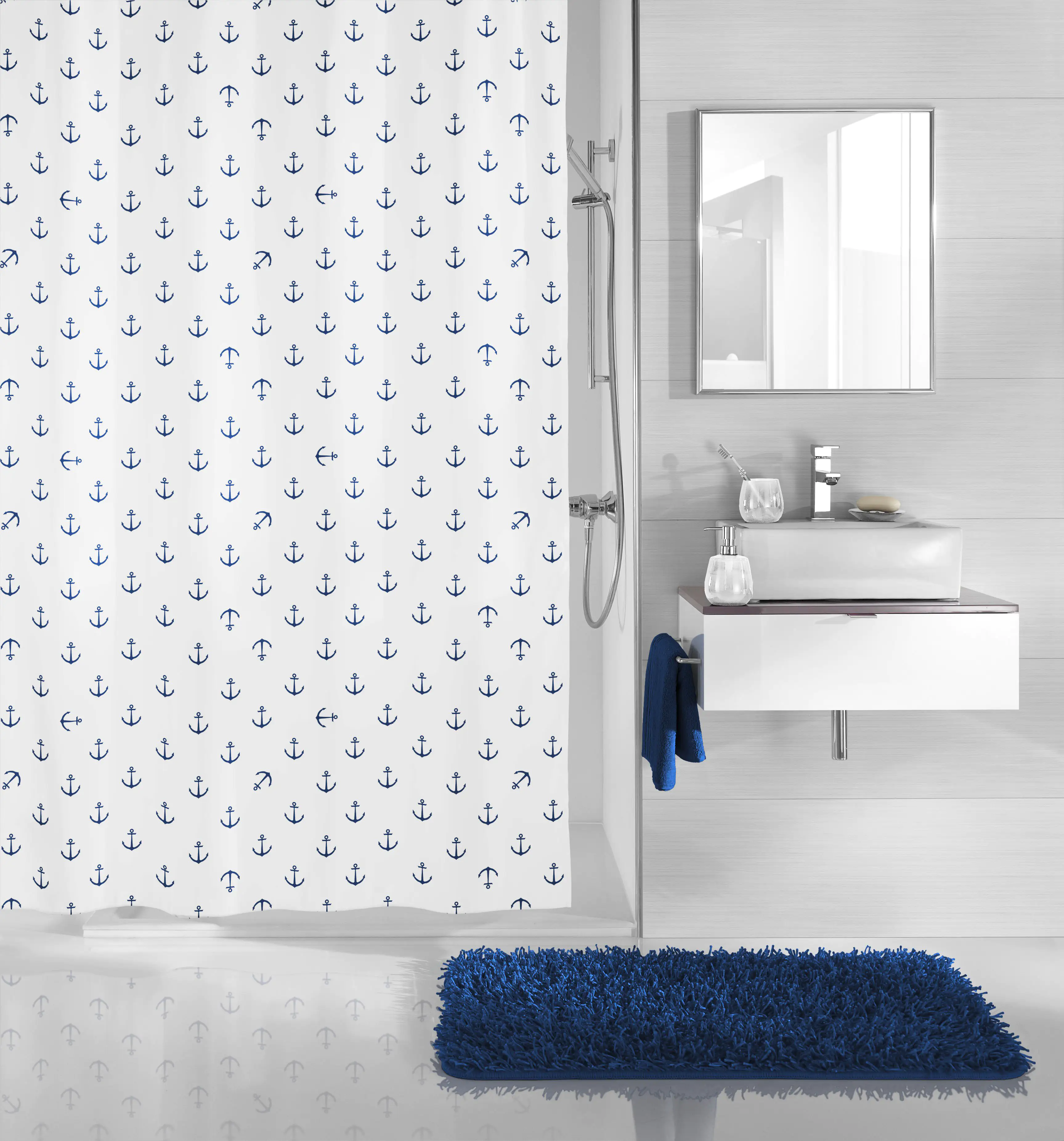 4004478276178_2 Kleine Wolke Duschvorhang Anchor dunkelblau, 180x200 cm