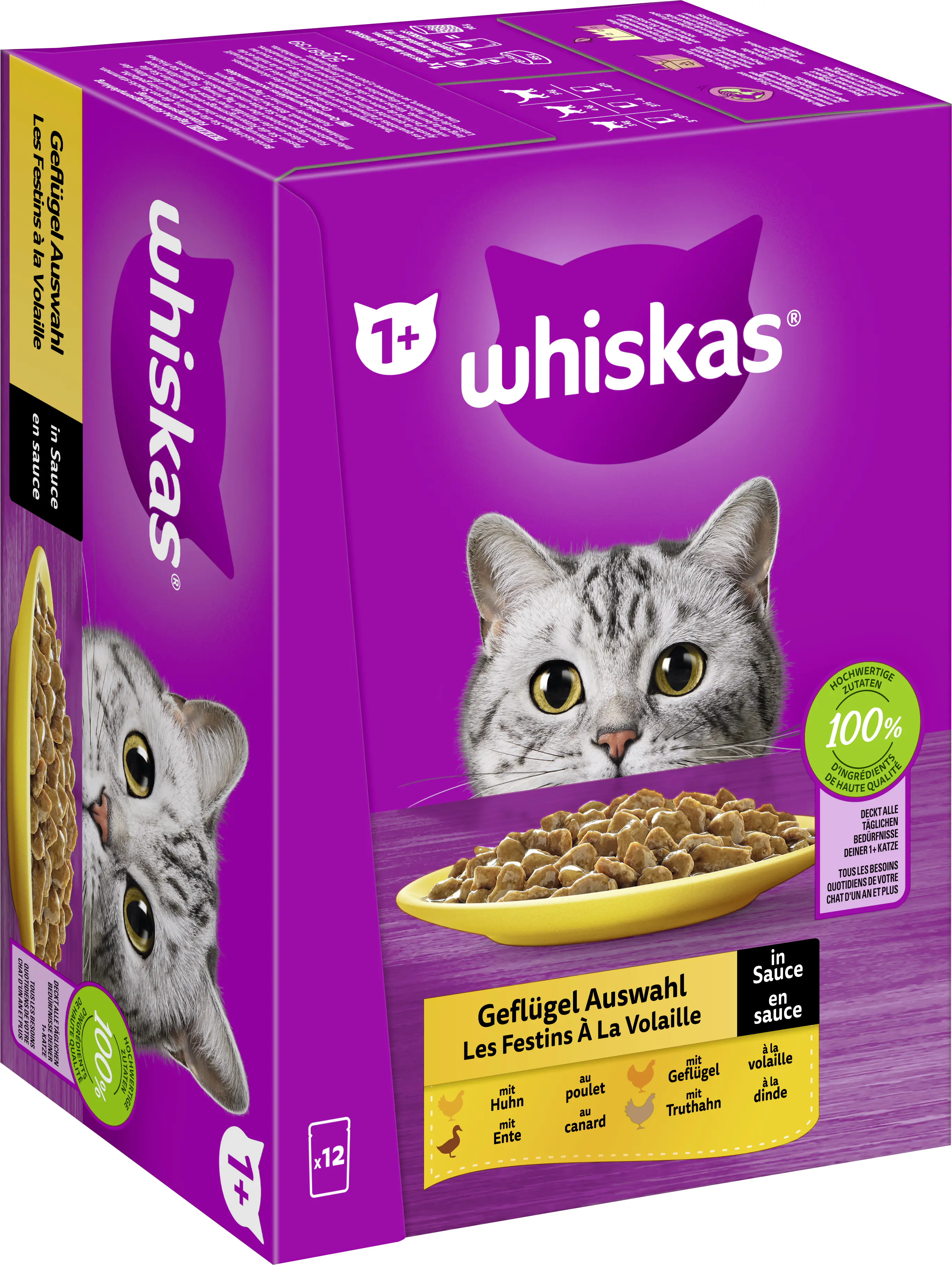 Whiskas Multipack Geflügelauswahl in Sauce Katzenfutter 12 x 85 g