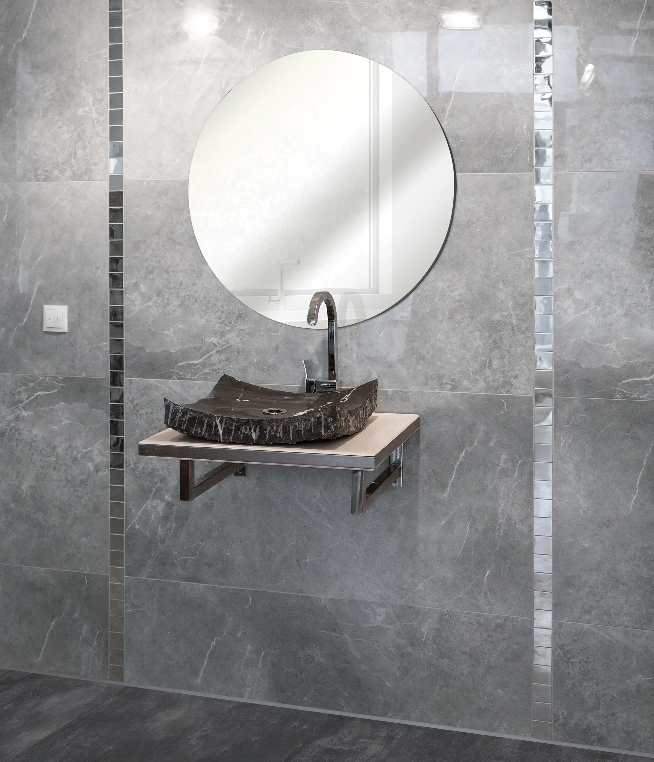 Bodenfliese Feinsteinzeug Opium 60 x 120 cm silber poliert