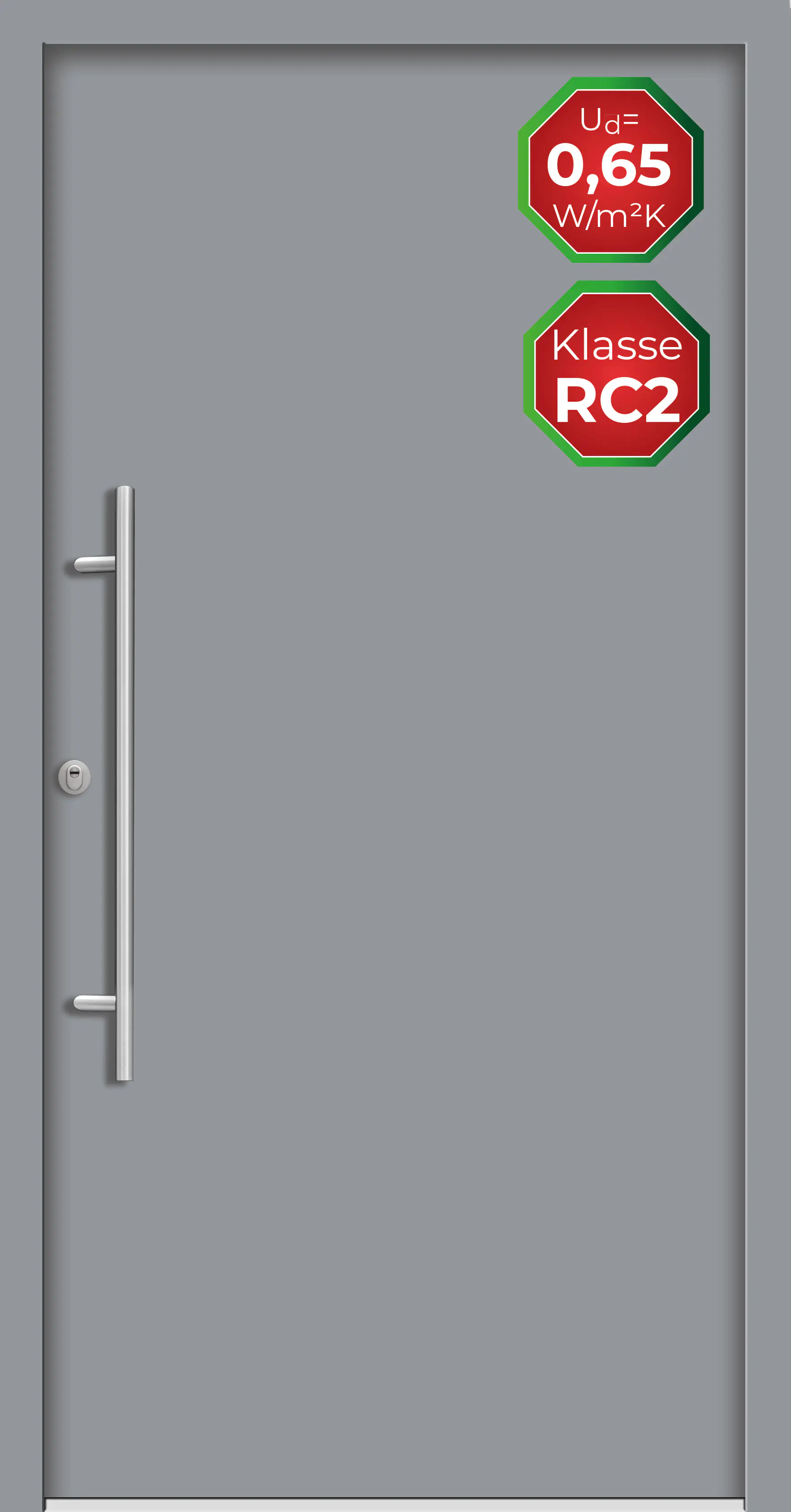 Splendoor Haustür Passivedoor Premium B05 RC2 Grau DIN Links 100 x 210 cm
