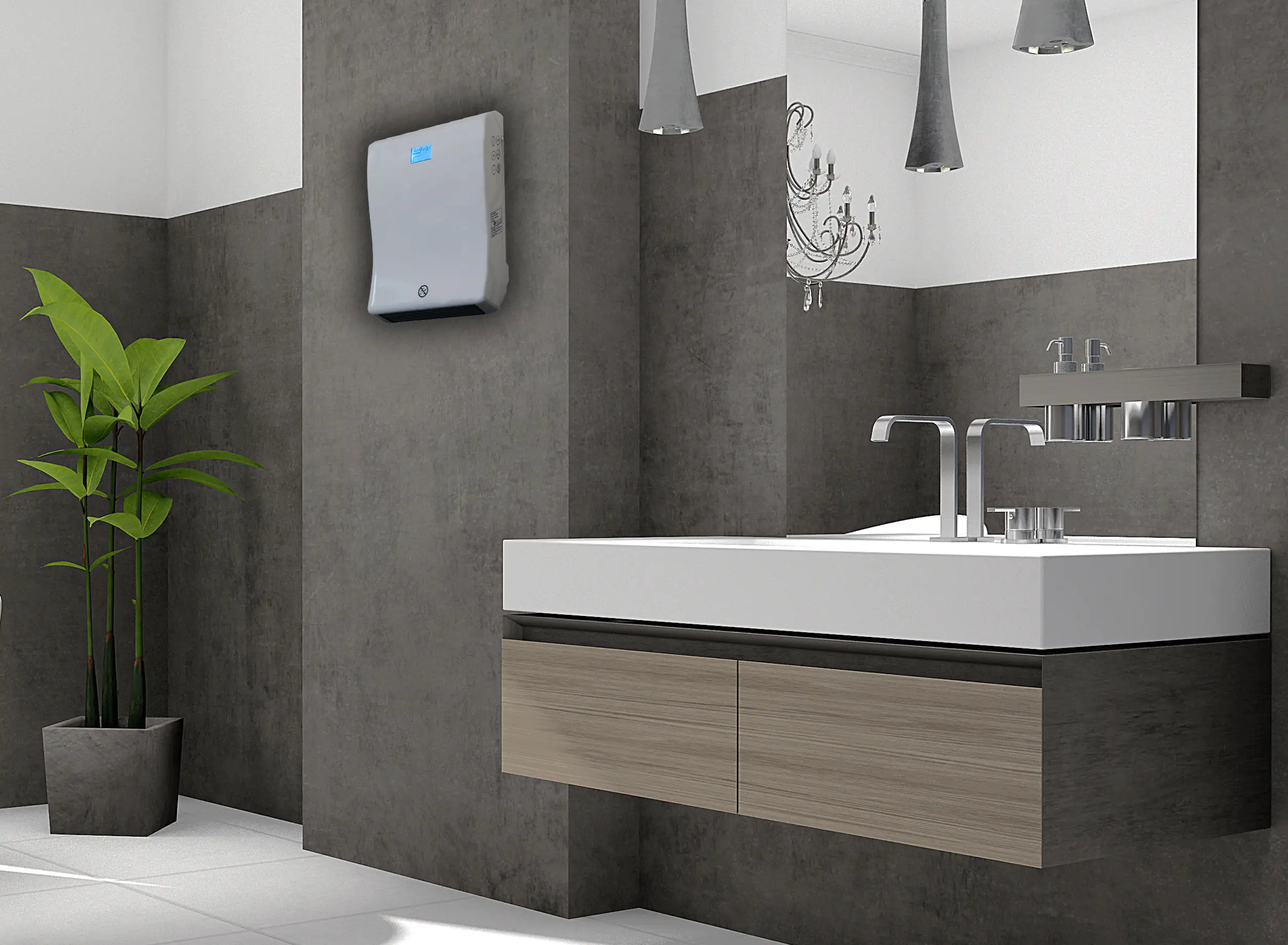 Rowi Bad Schnellheizer 2000 Watt HBS 2000/2/1, LCD Display, 2 Heizstufen