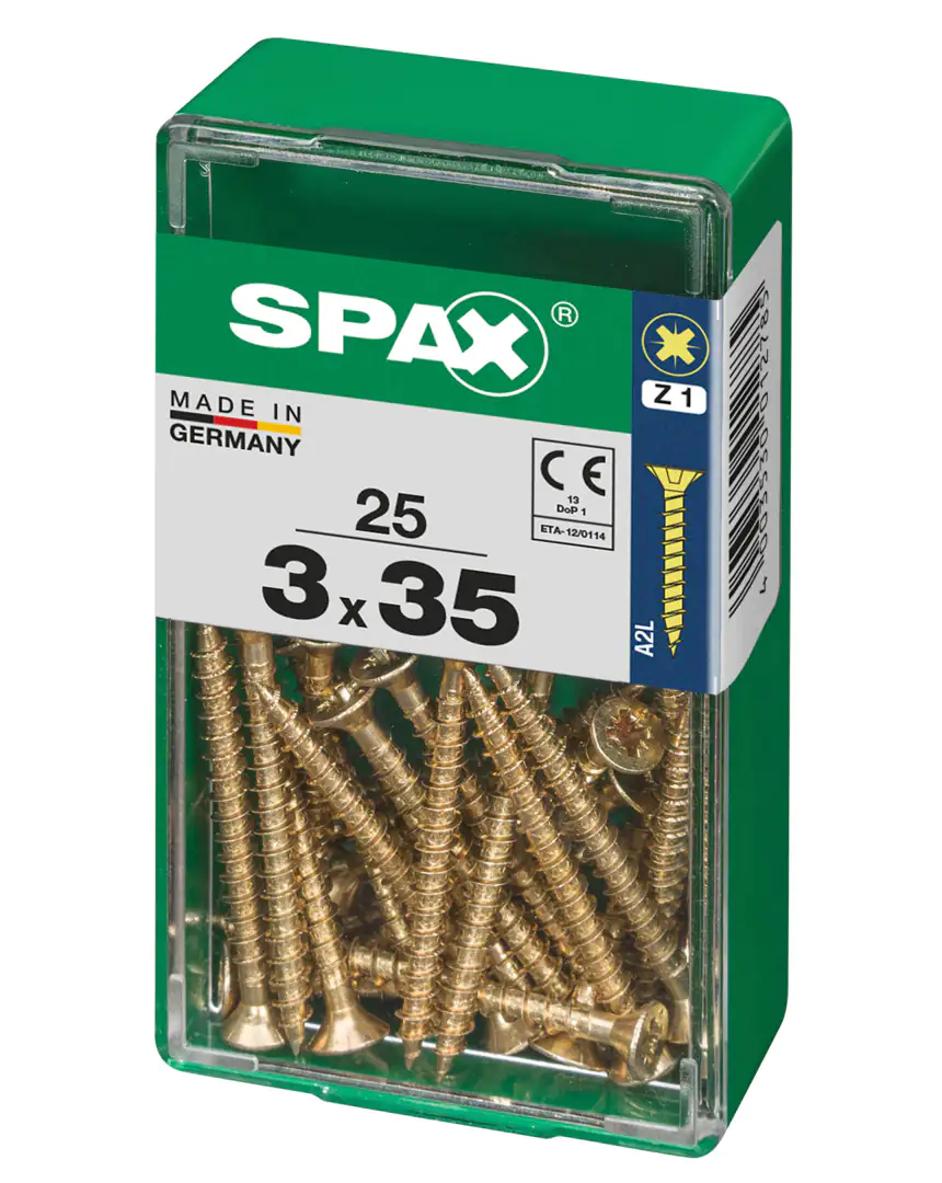 Spax Universalschrauben 3.0 x 35 mm PZ 1 - 25 Stk. Spax Universalschrauben 3.0 x 35 mm PZ 1 - 25 Stk.