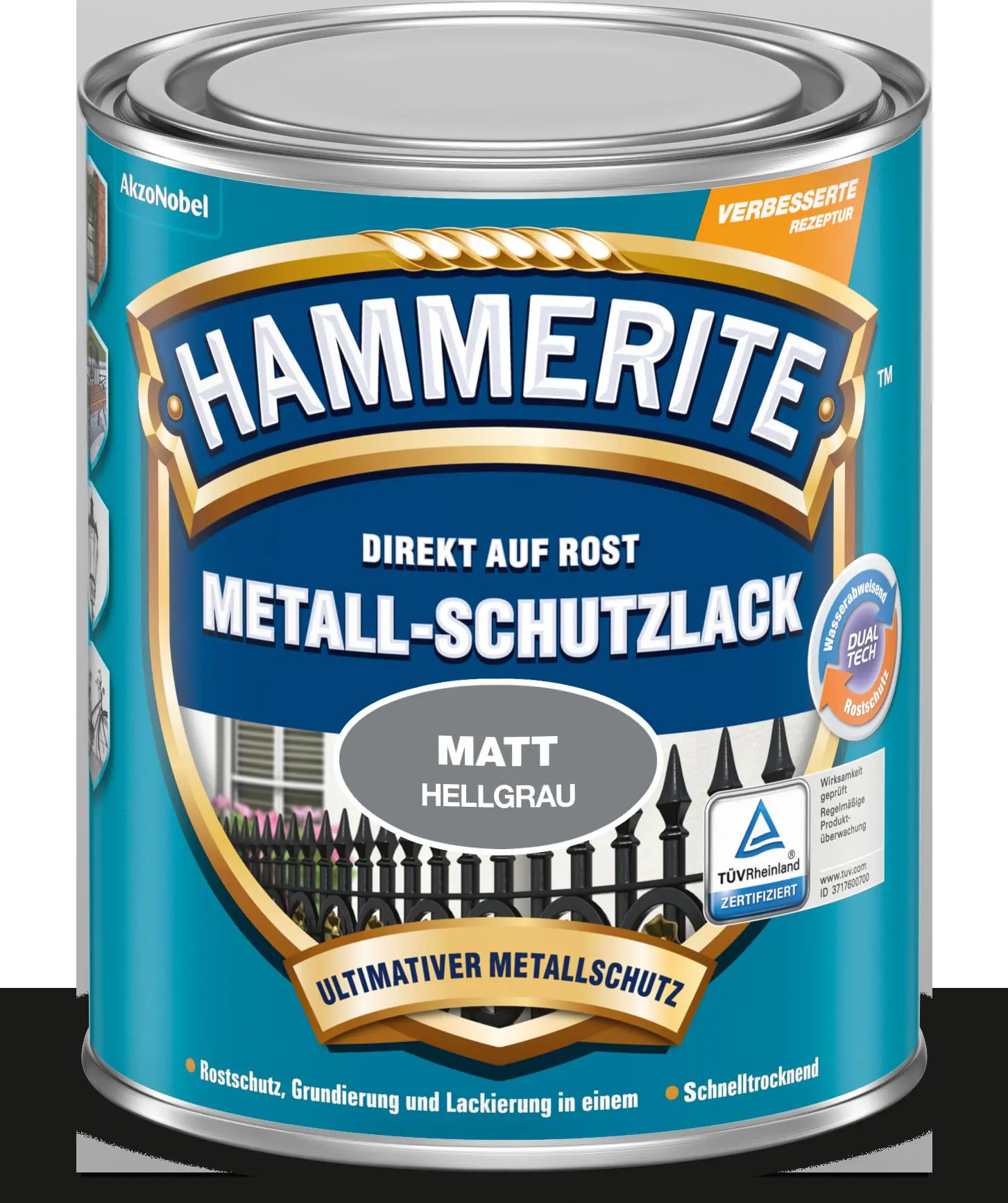 Hammerite Metall-Schutzlack 250 ml hellgrau matt  Hammerite Metall-Schutzlack 250 ml hellgrau matt
