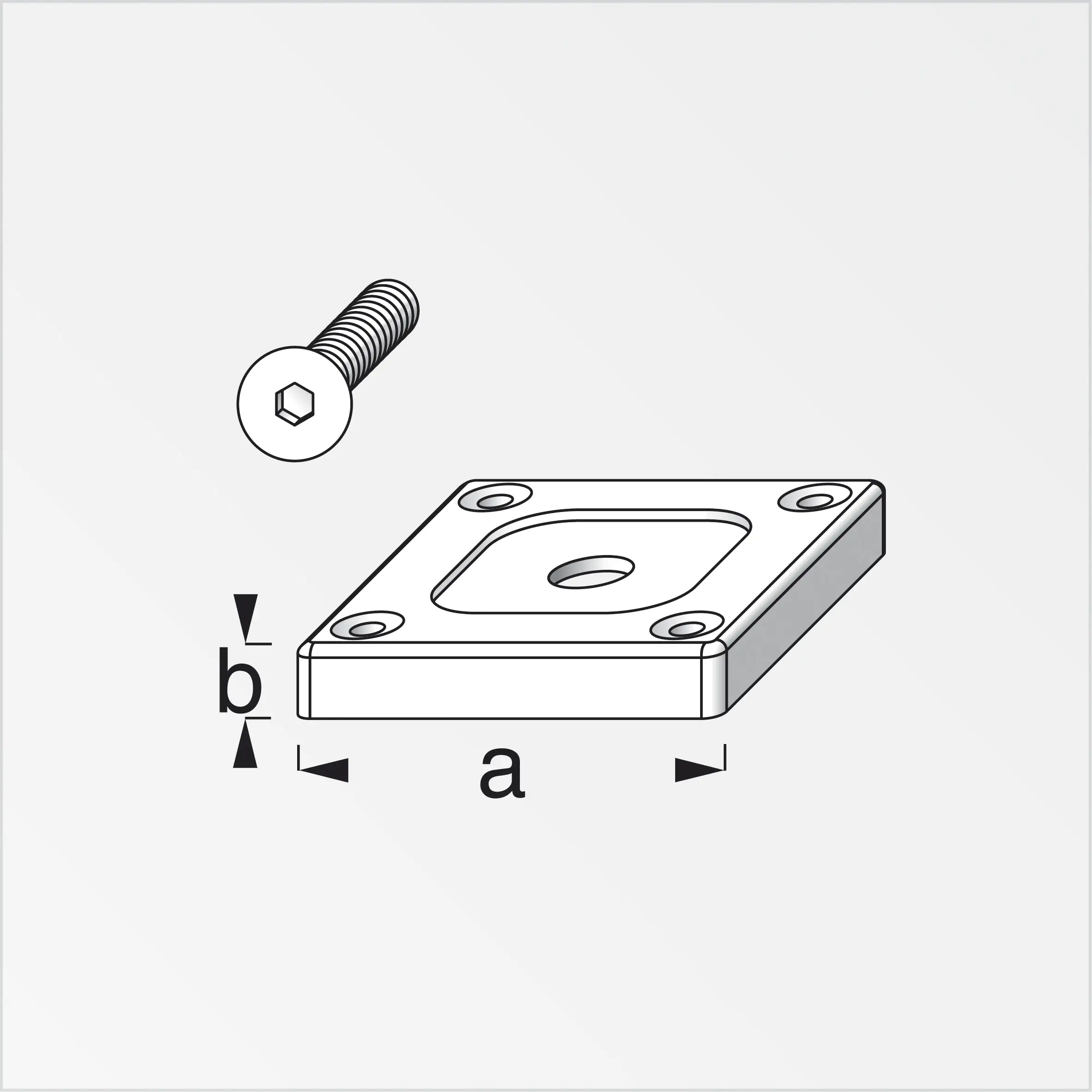 coaxis®-Befestigungsplatte 59.5 mm 59.5 x 10 mm Aluminium poliert blank