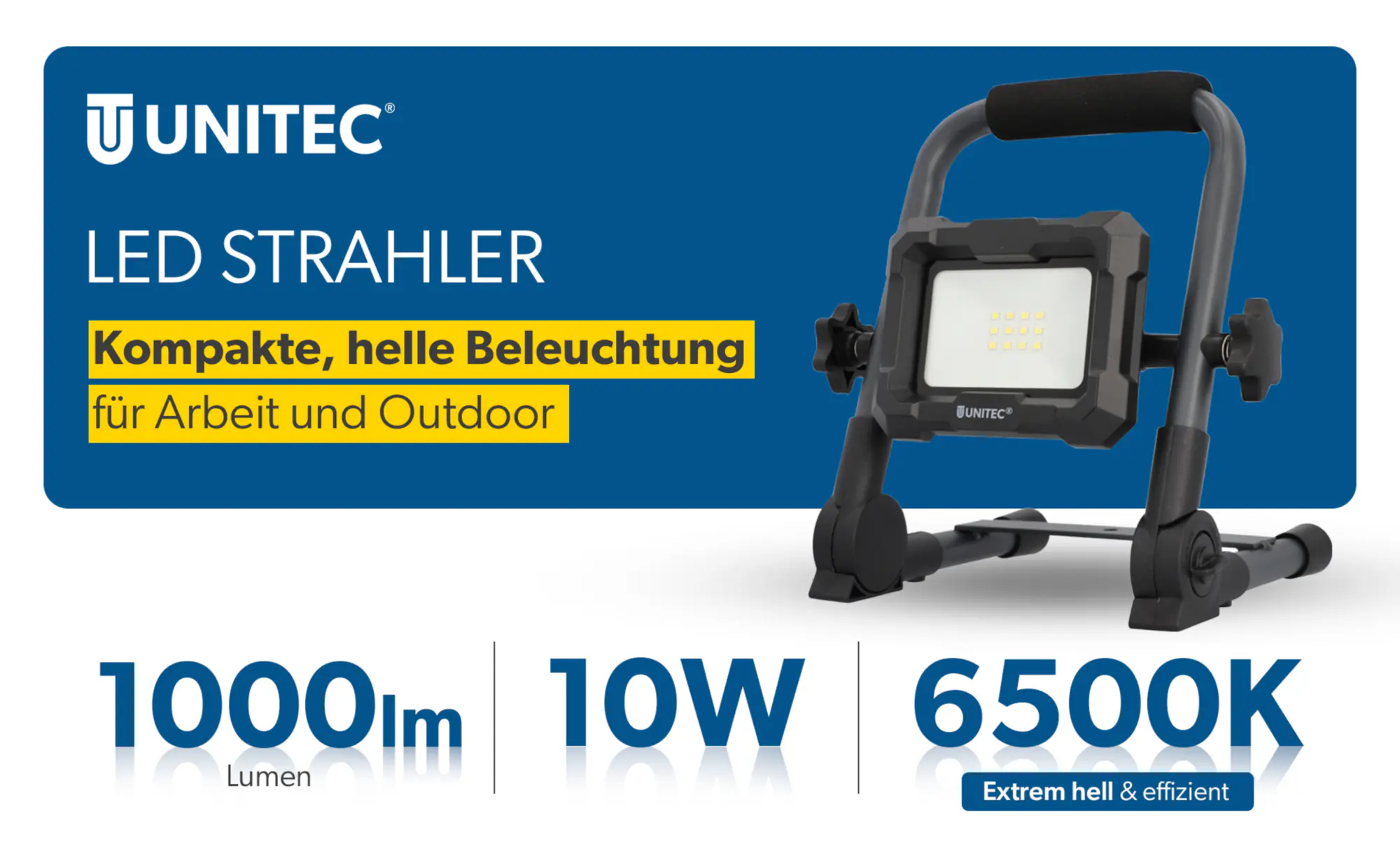 UniTec LED Akku-Strahler schwarz 10 W 1000 lm 