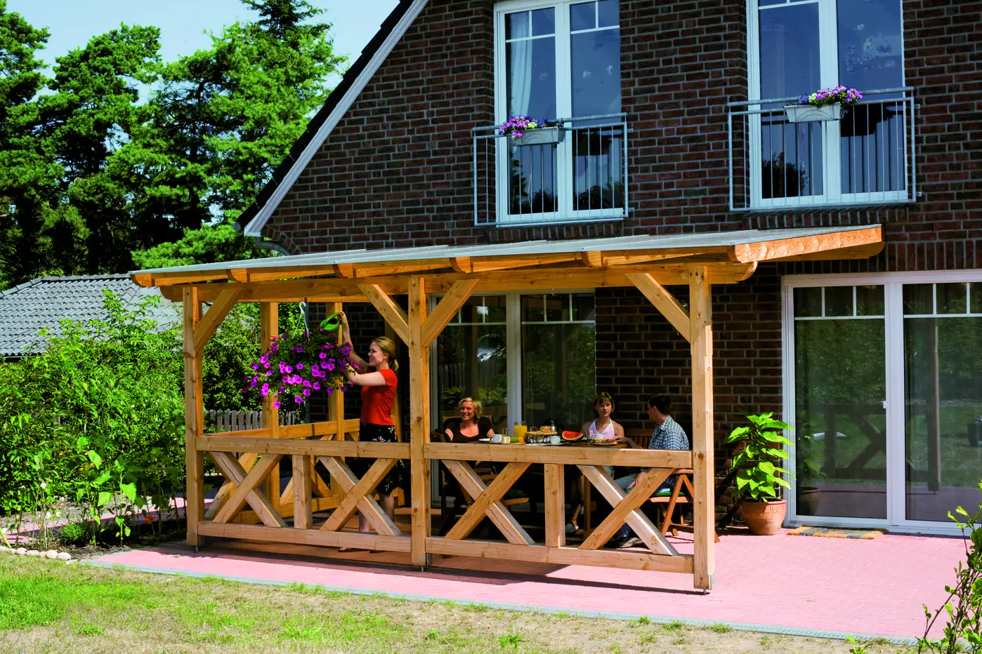 SKAN HOLZ Brüstung Andreaskreuz  220 x 84 cm, Douglasie, natur