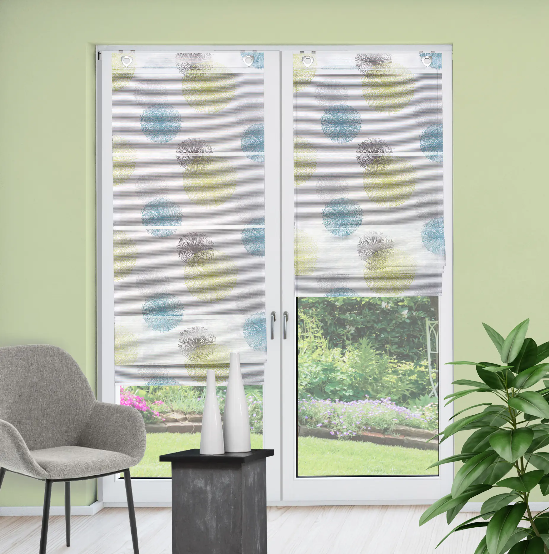 Magnetrollo Bambus Rawlins blau-grün 210 x 70 cm 