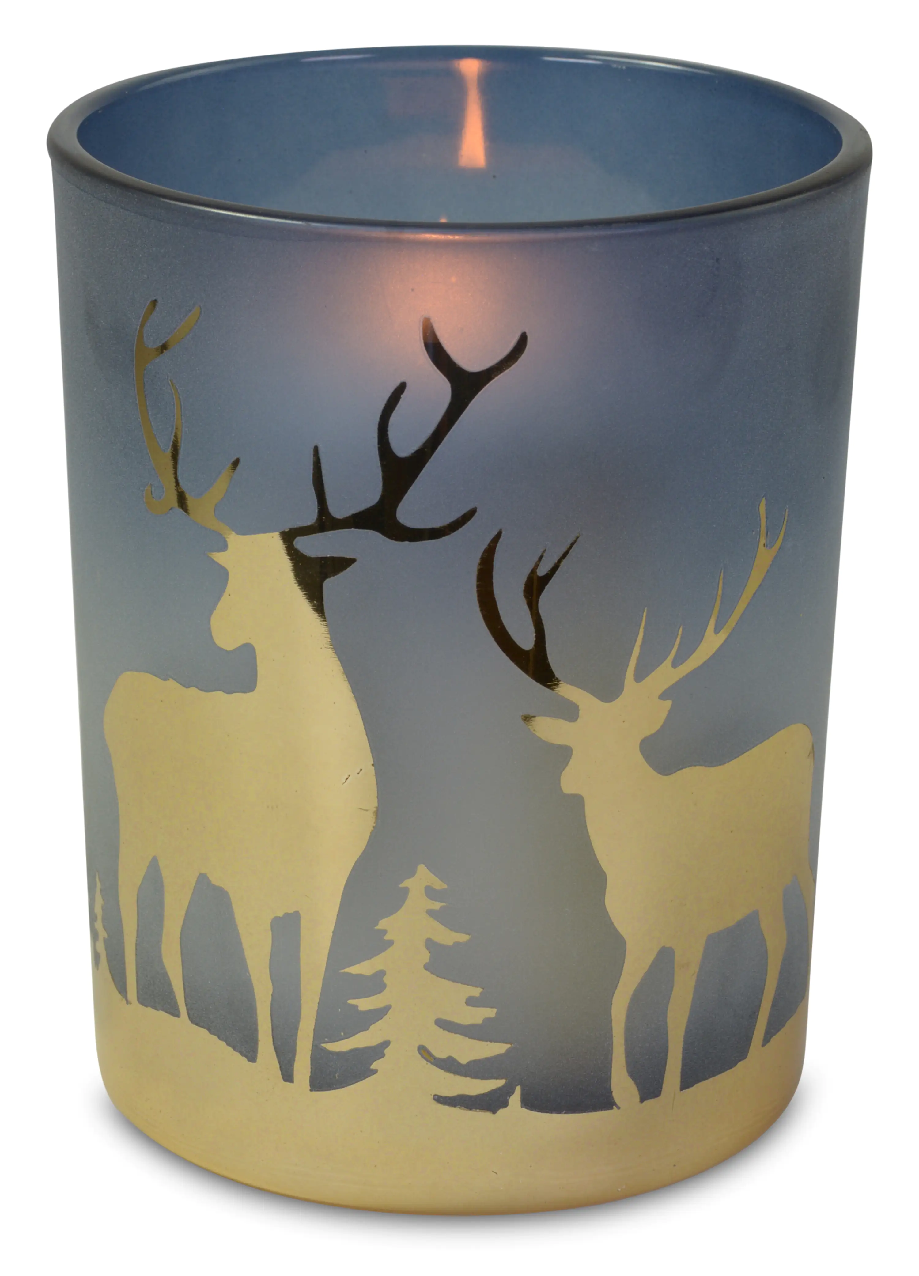 Riffelmacher Windlicht mit goldenen Hirschen 10 x 10 x 12,5 cm