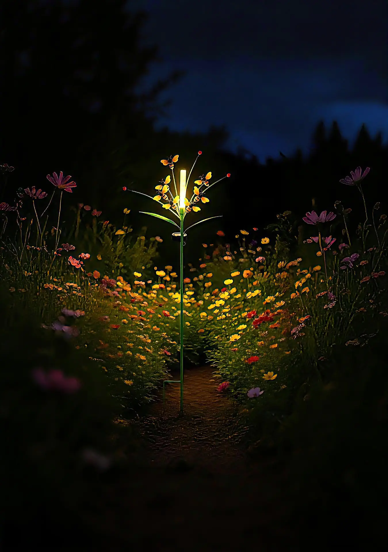 Dapo LED Solarstecker Lichtstab mit Bienen warmweiß