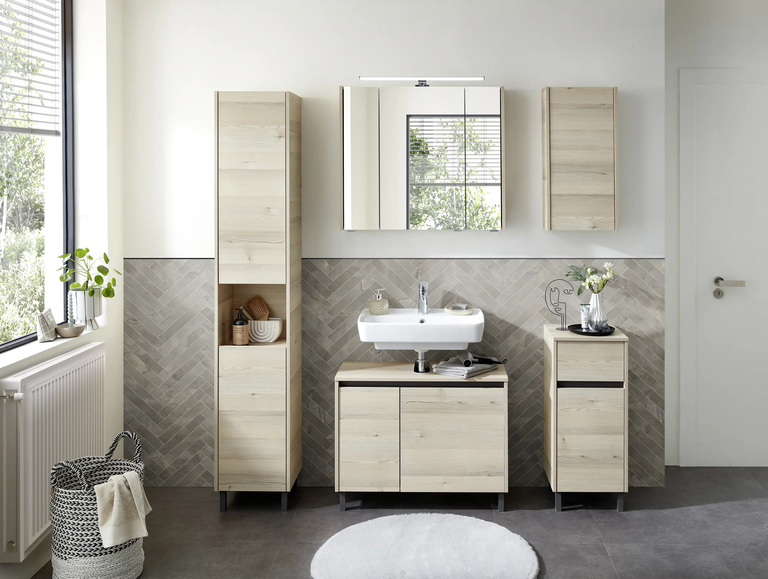 Pelipal Unterschrank Quickset 393 Polar Pinie/Akzent Quarzgrau 35 cm