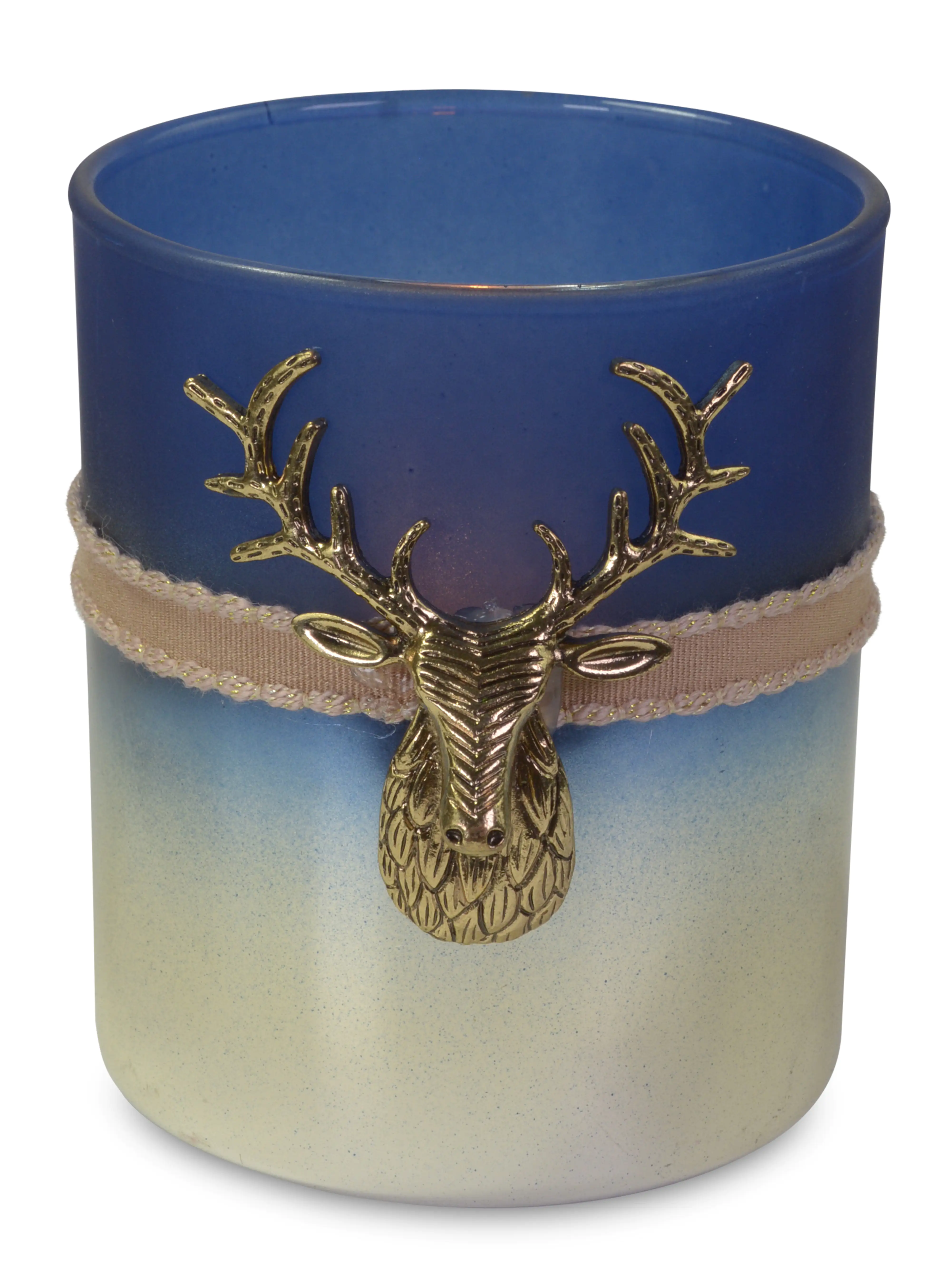 Riffelmacher Windlicht aus Glas mit Hirschkopf 6 x 8 cm