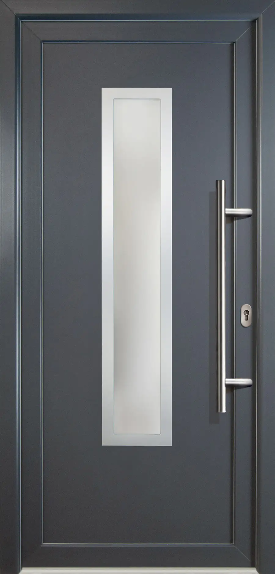 4060691161349 Meeth Haustür Signum PVC Exclusiv PVC Modell 32 88 x 200 cm, DIN rechts, weiß/titan