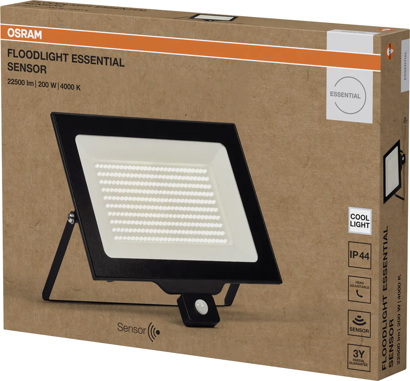 Osram Außenleuchte Floodlight Essential Sensor 200W 4000K schwarz